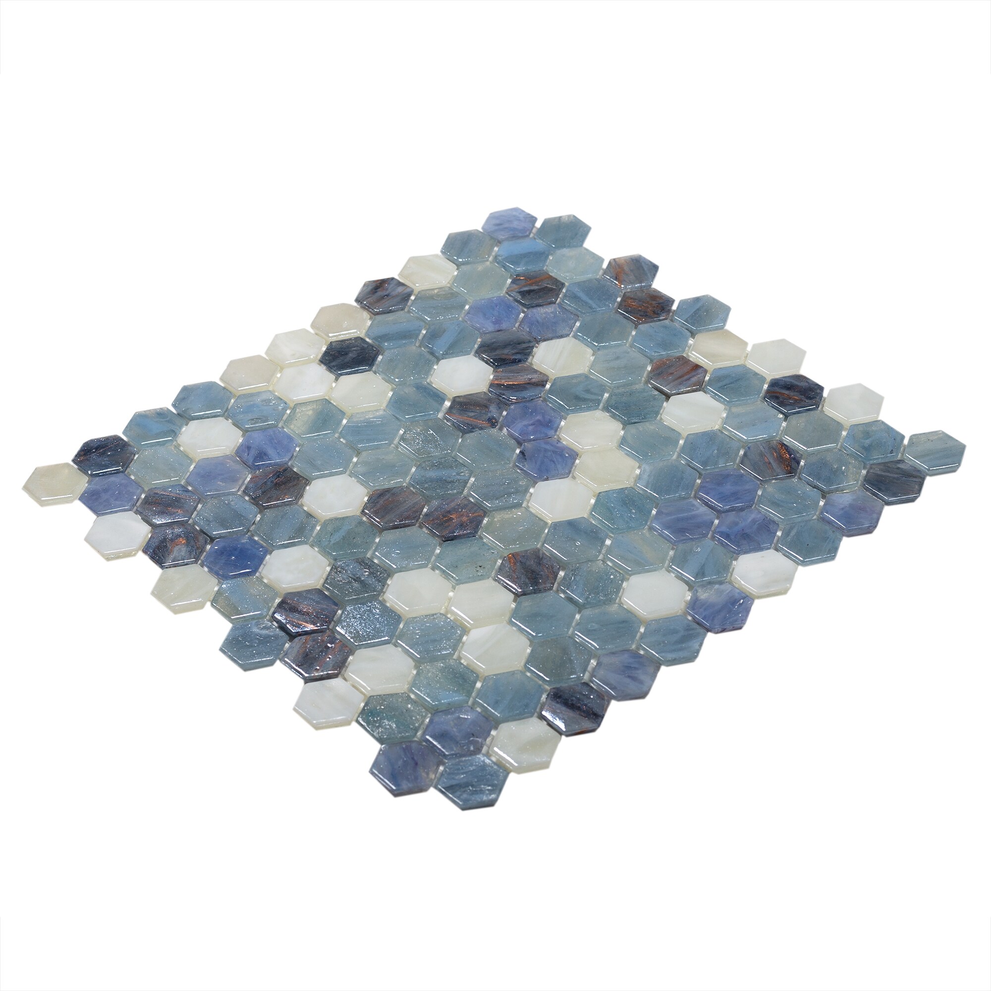 Apollo Tile 10-Pack Moonstone Blue 10-in x 11-in Glossy Glass Hexagon ...