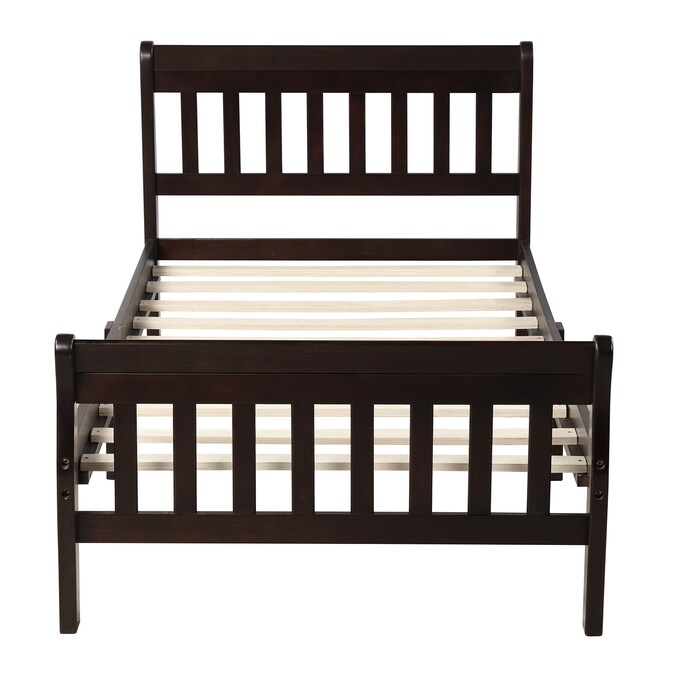 Mondawe Espresso Twin Platform Bed With, Espresso Wood Platform Bed Frame