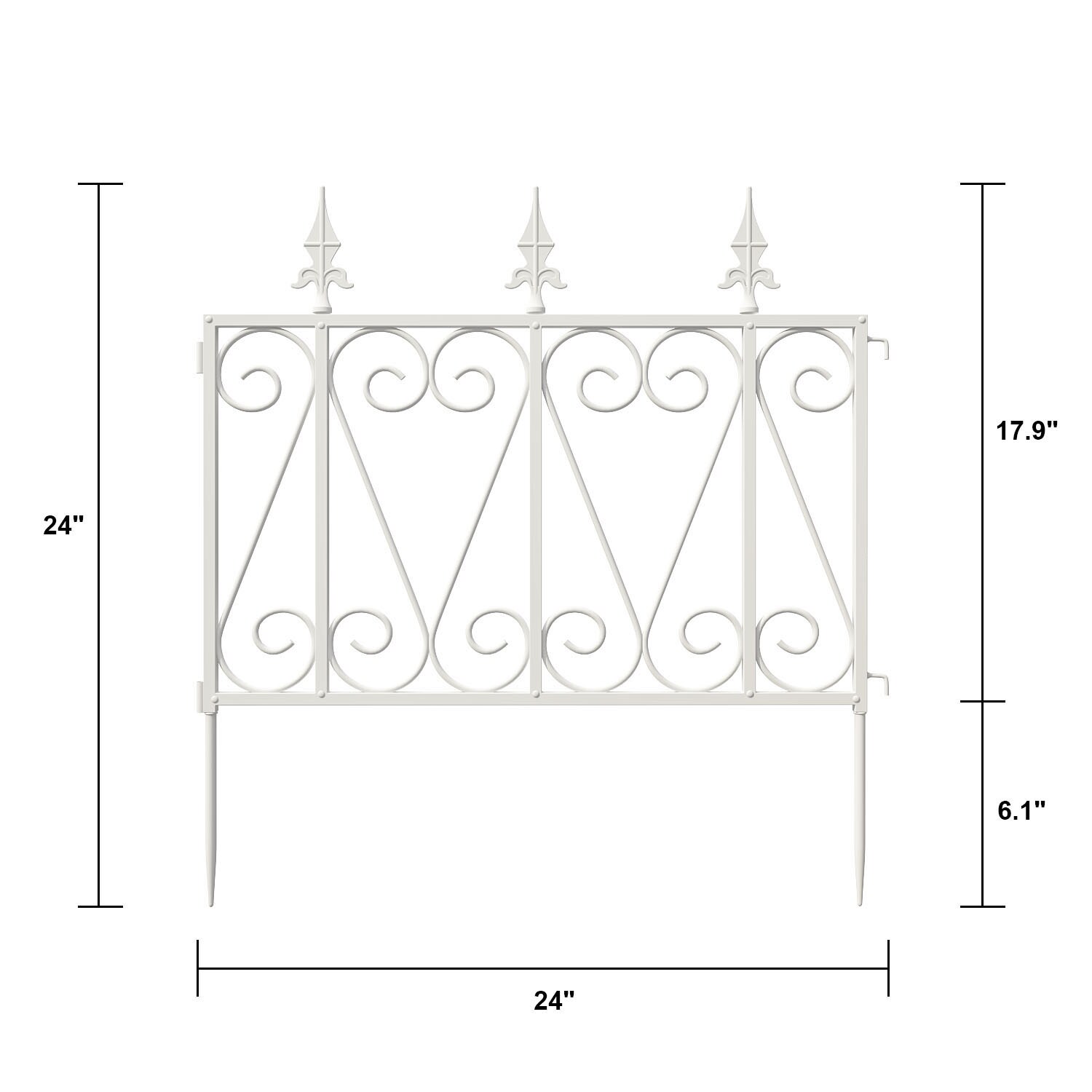 MIDHAM 0.315-in x 24-in 4-Pack Black Metal Steel Decorative Fencing in ...