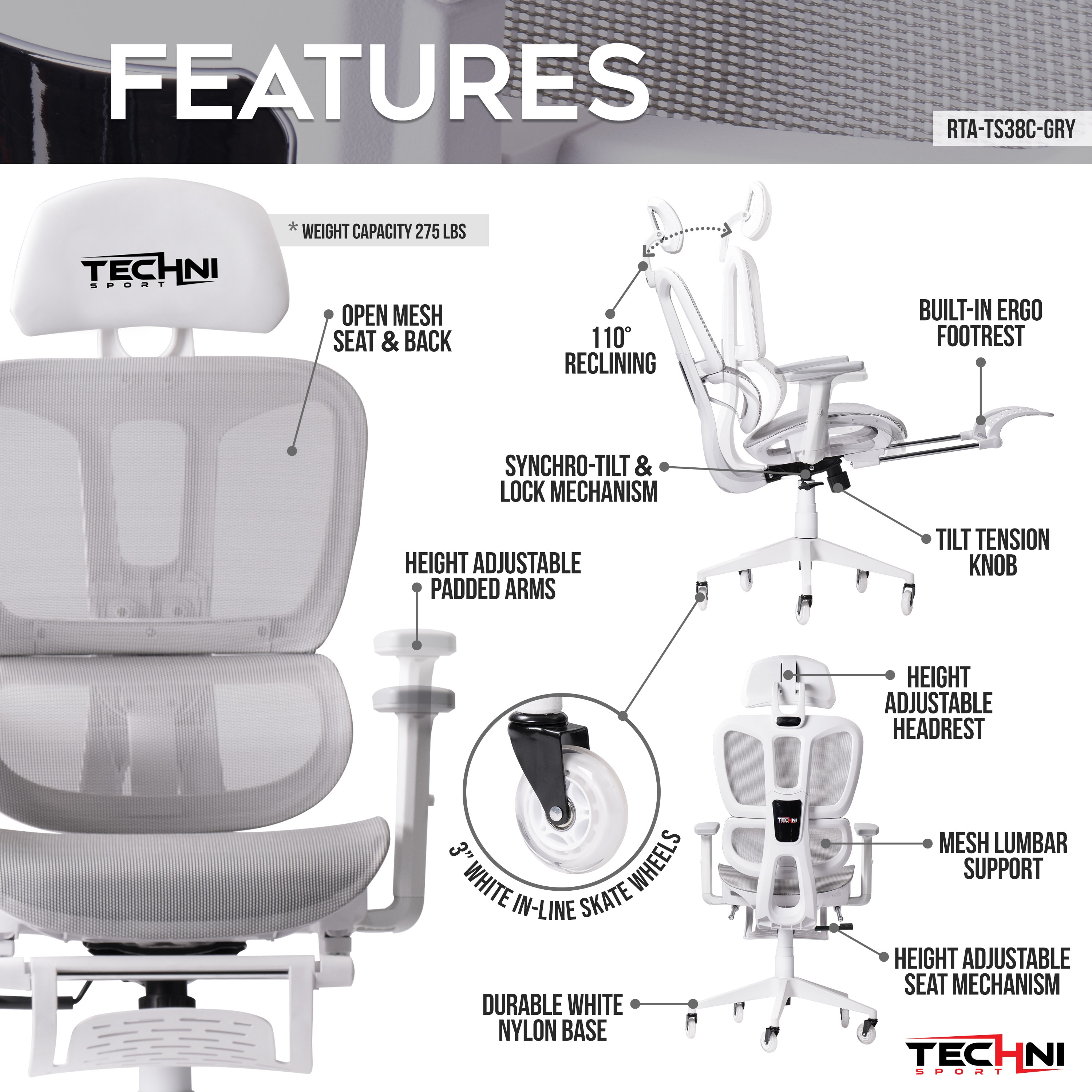 Techni Sport RTA-TS38C-GRY Office-Chairs - View #4