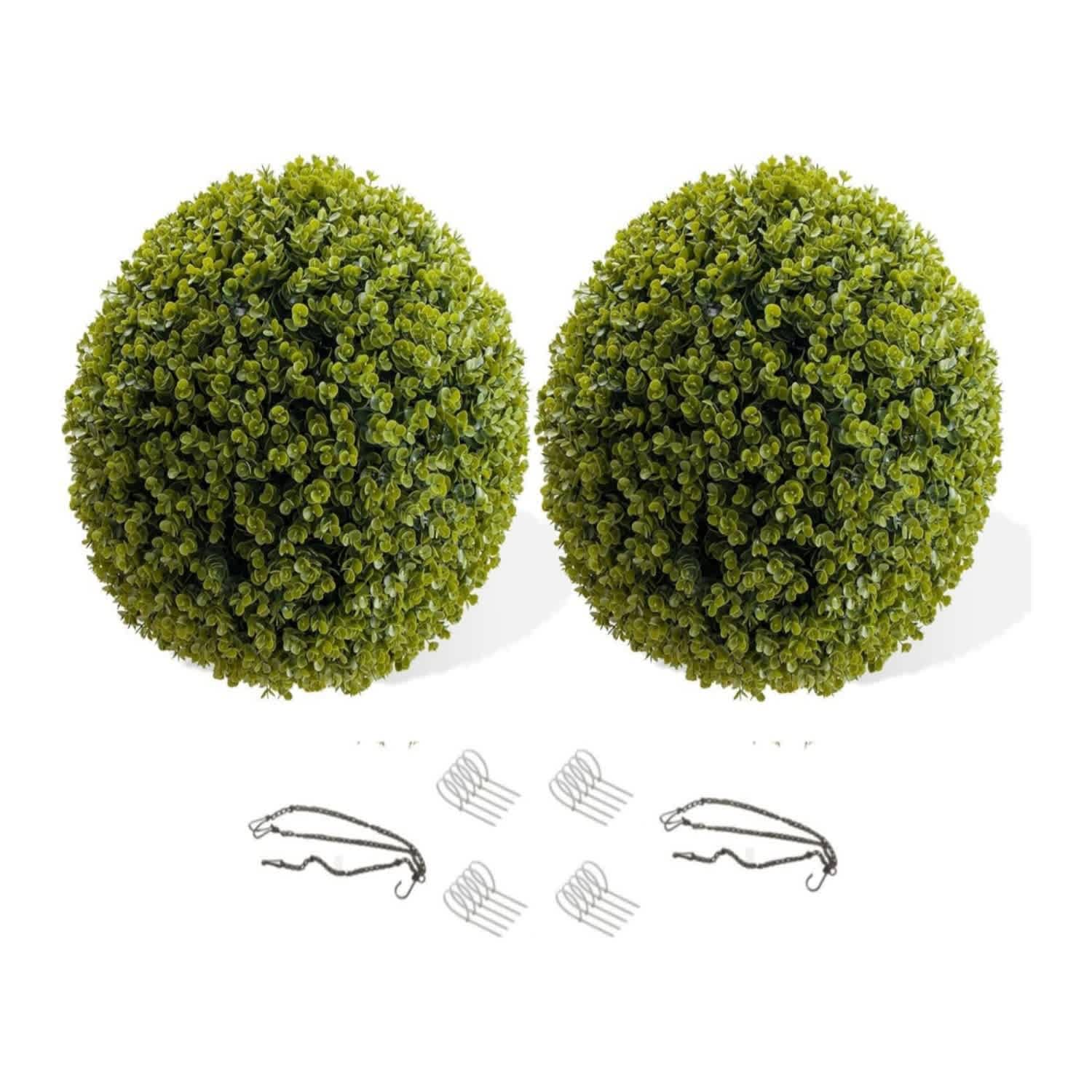 Qeetex LSHQQPHO-348PDHGX 2PCS Artificial Eucalyptus Grass Balls 44cm Artificial Leaf Hanging Ornaments with Chain Ties