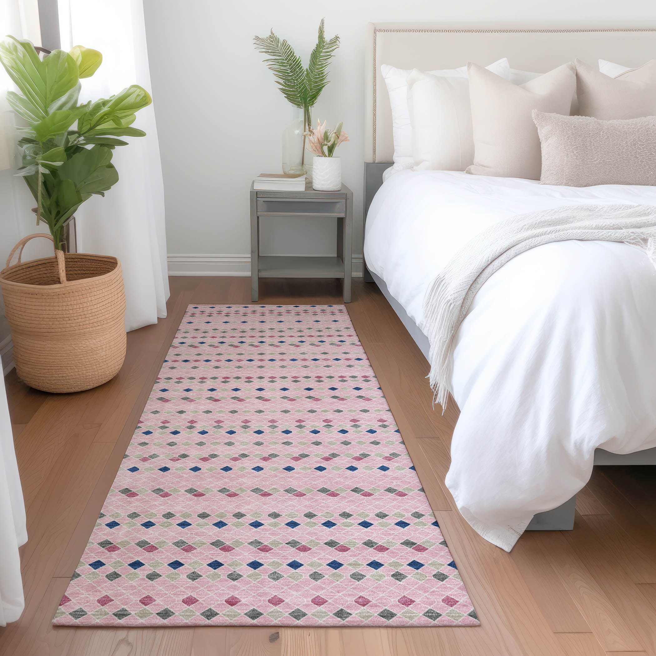 Addison Rugs ACN1415PI2X8 Chantille ACN1415PI 2 x 7 (ft) Polyester Pink Rectangular Indoor/Outdoor Geometric Machine washable Runner rug