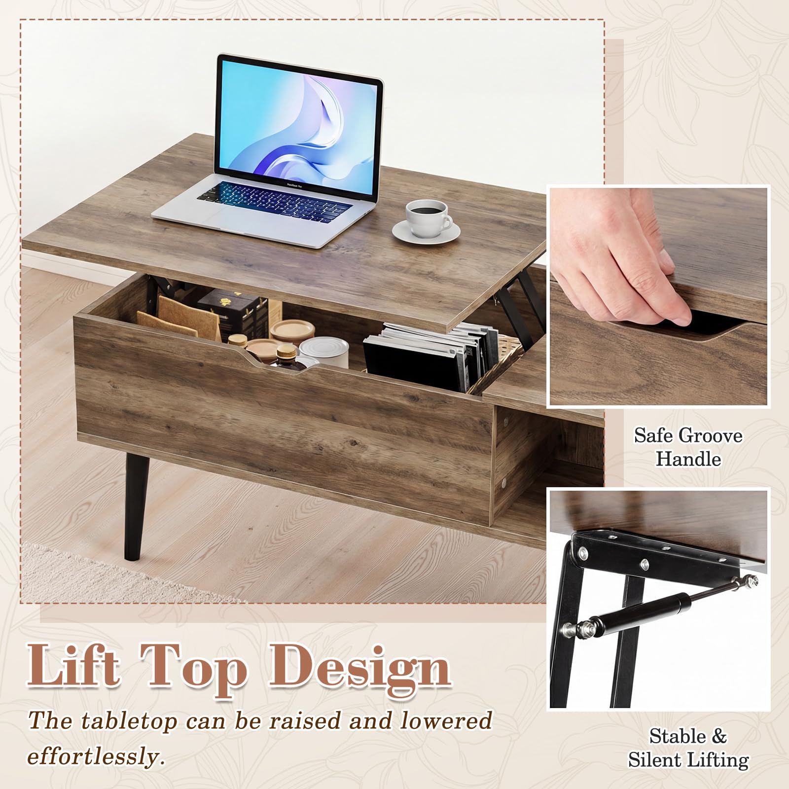 Bestier USLOW-HJ969141 Coffee-Tables - View #3