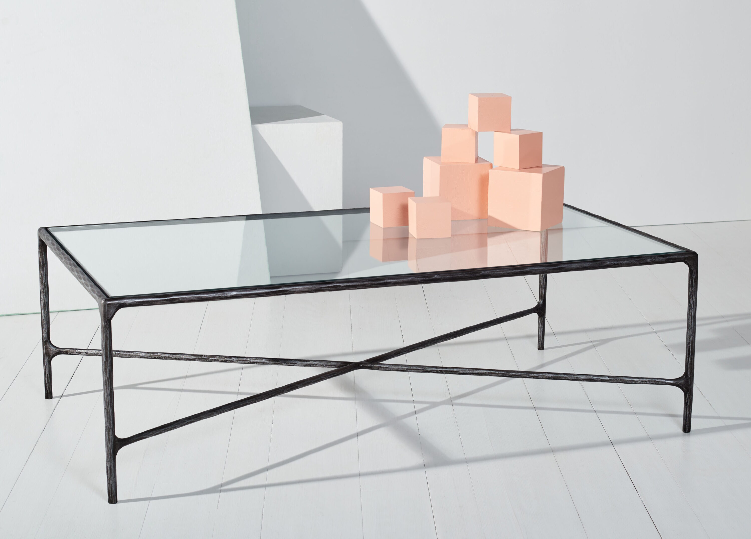  Jessa Glam Style Rectangle Metal Coffee Table/Black