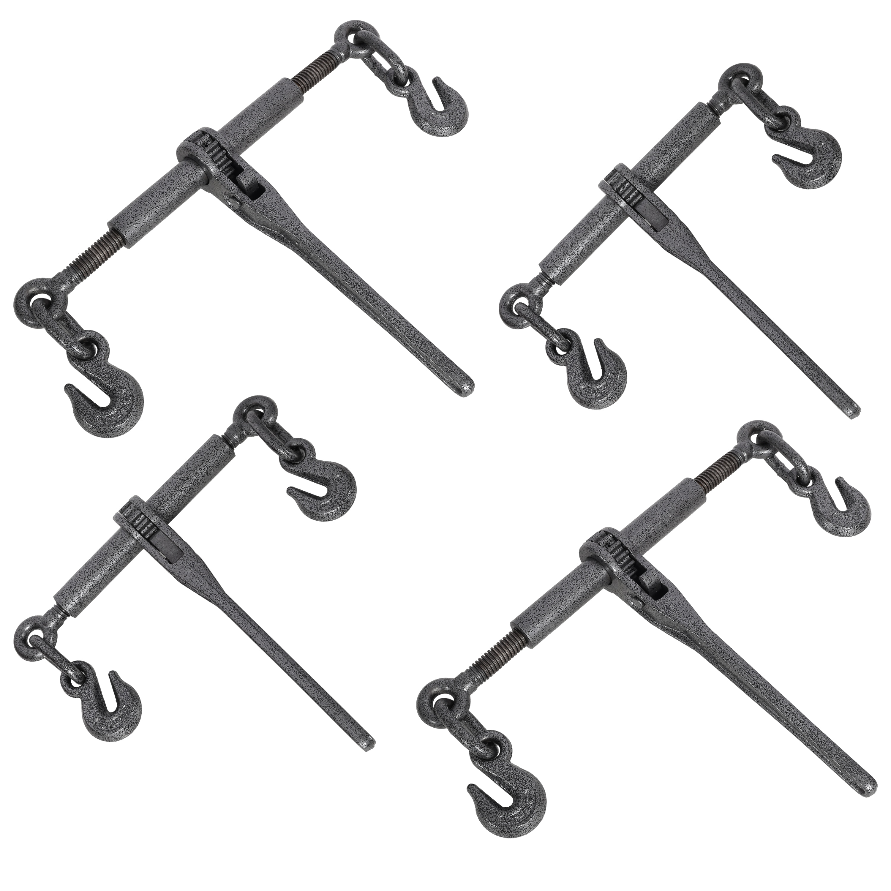Kahomvis Heavy duty 5/16-3/8inch Ratchet Binders 5400lbs Working Load capacity G70 Hooks Adjustable Length 4-Pack Black Hammertone color #GH-2QP214-65