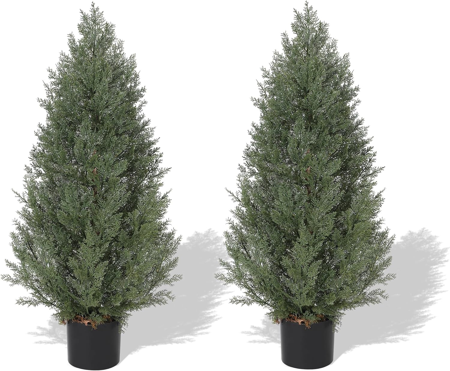 Der Rose PHO-354PMF56-HF2 3 FT Artificial Topiary Cedar Trees 2 PCS Artificial Plants Outdoor with Realistic Moss  Pot  UV Rated Fake Plants for Front Porch Decor  Living Room