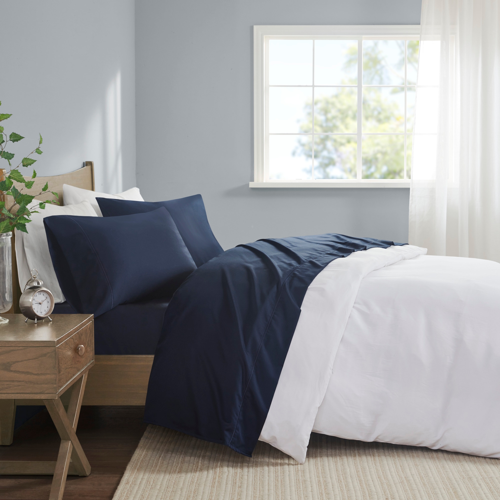 Madison Park MP20-8001 California king 600 -Thread Count Cotton Navy 4 -Piece Bed Sheet Set