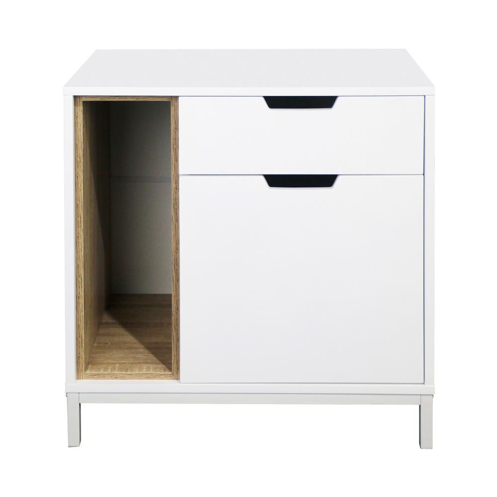 Highmore HM-SB001-001 23.6-in W x 25.8-in H White Composite End Table with Storage Assembly Required