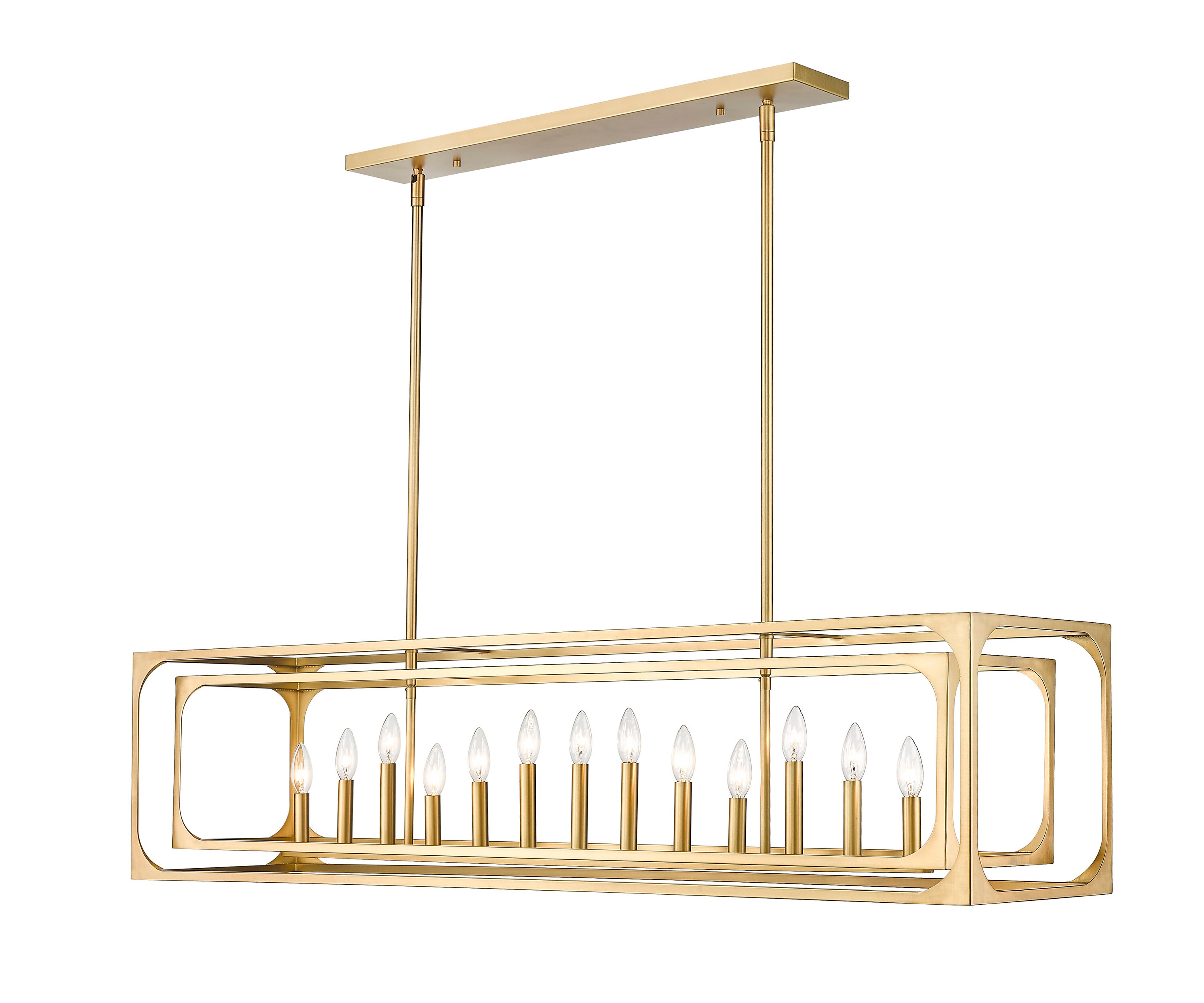Easton Rubbed Brass 54" Linear Chandelier with Candelabra Bulbs