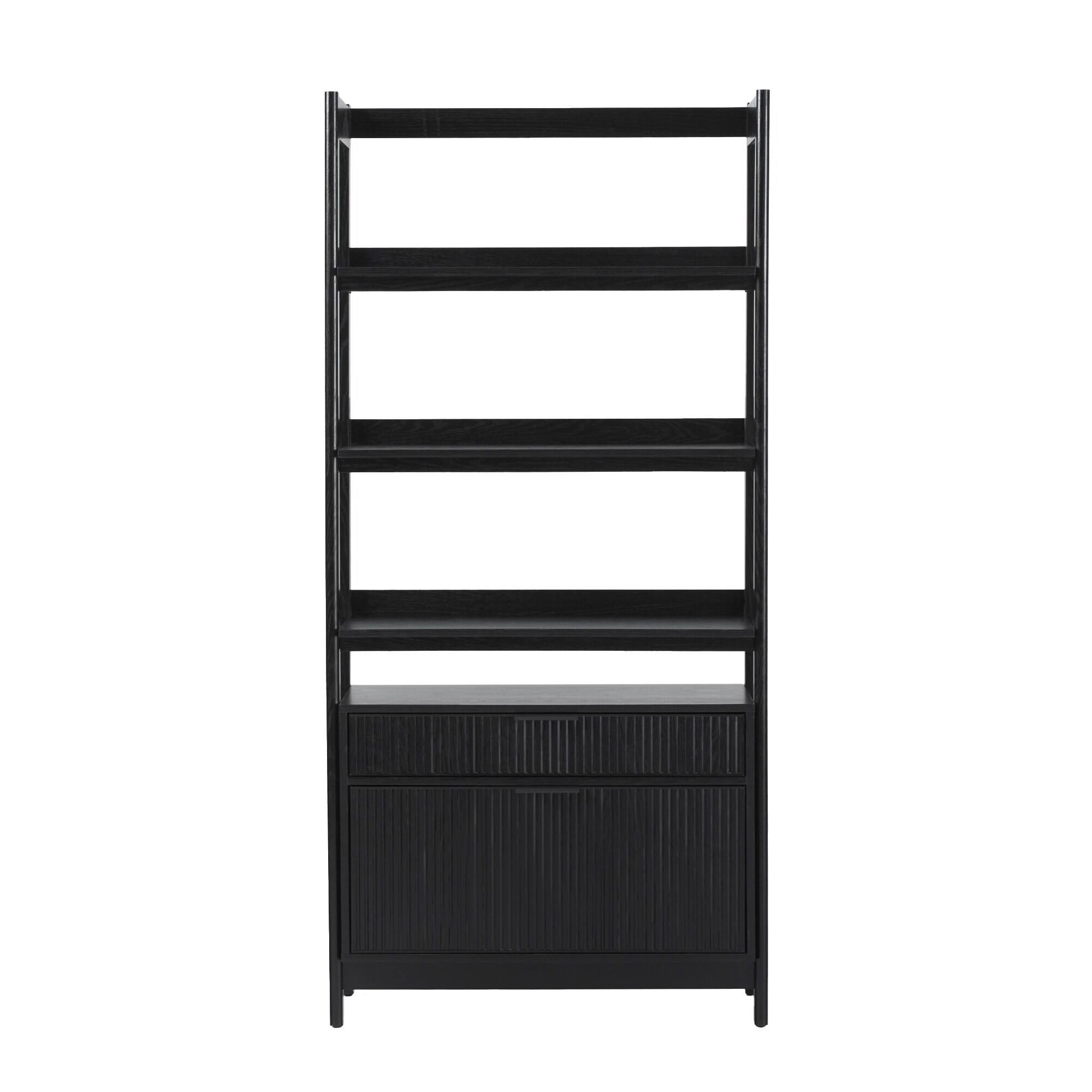 CESICIA KB-013 Black 3 -Compartment Kids bookcase ( 16.75-in W x 70-in H x 33-in D )