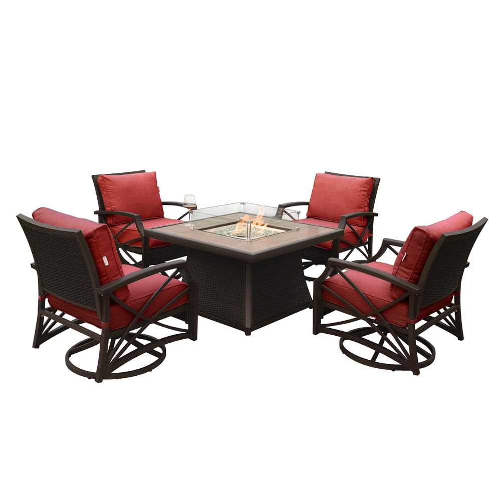 Kinger Home FP-001TBRN-SET-RED Patio-Conversation-Sets - View #2