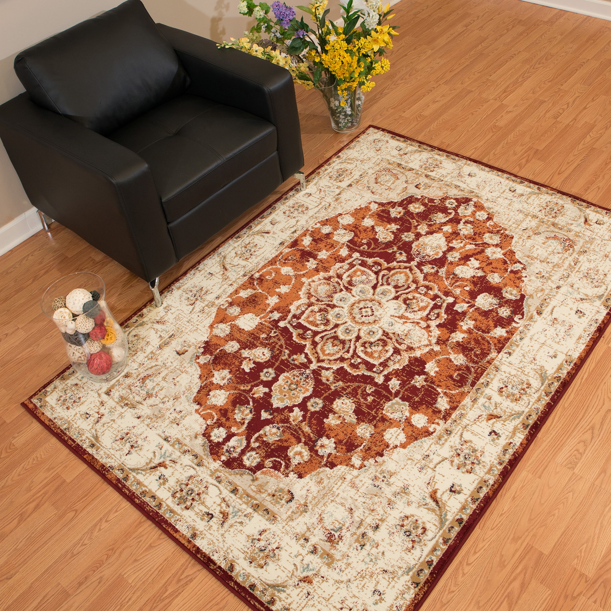 United Weavers Of America 3001 00436 28 Bridges 2 x 7 (ft) Polypropylene Crimson Rectangular Indoor Medallion Area rug