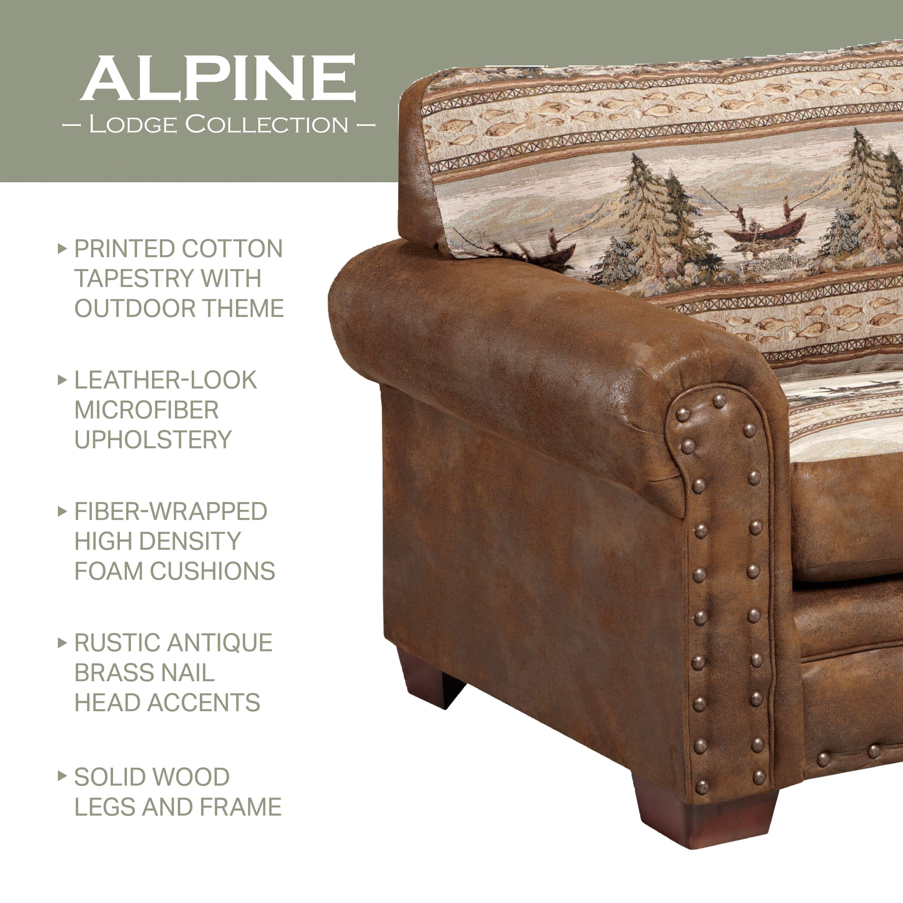 Alpine Lodge 4-Piece Brown Oak and Microfiber Set
