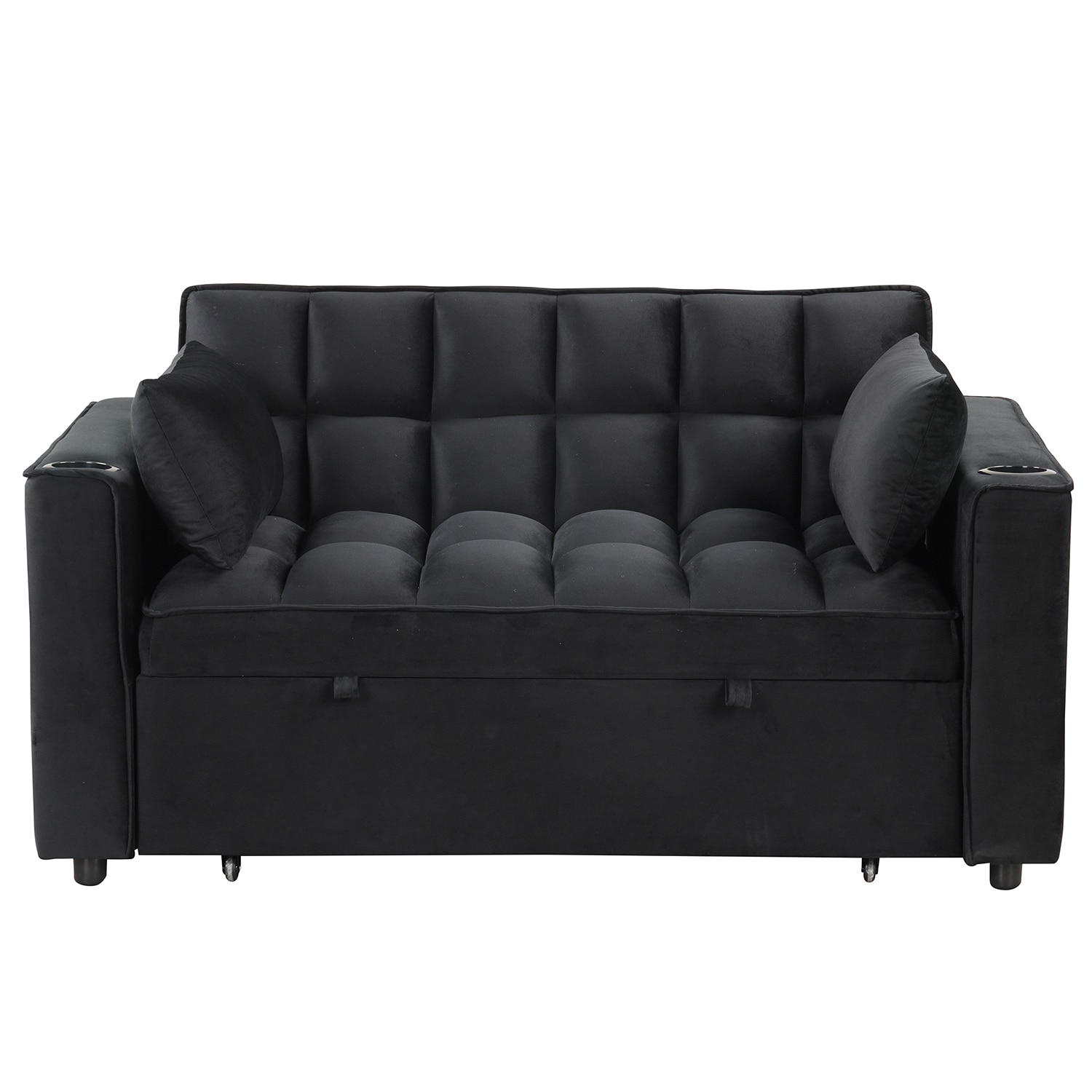 Bybafun YA3700219 58-in Casual Black Velvet Reclining Sleeper