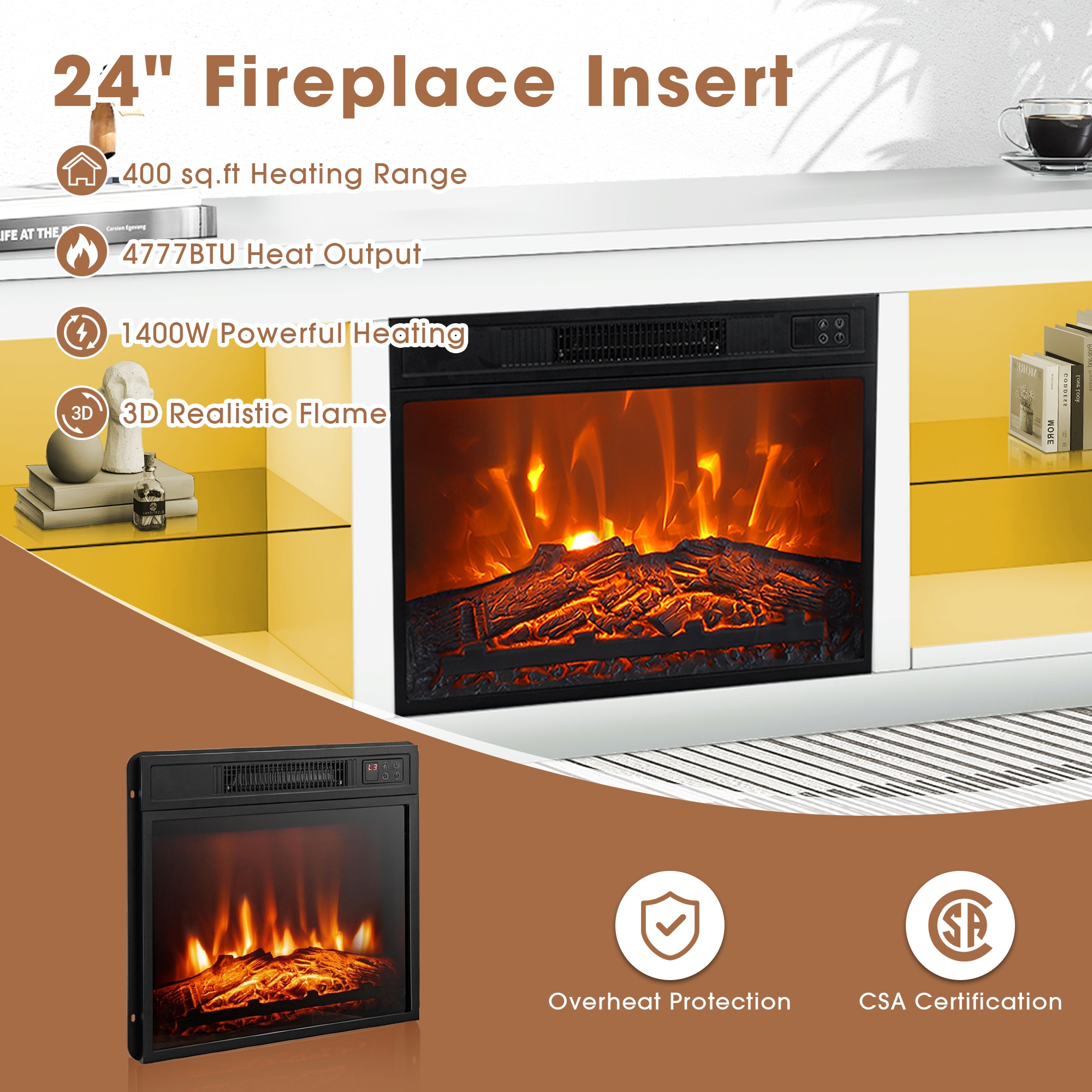 IHOMEadore BBJ01062-66-23G-WH Electric-Fireplaces - View #4