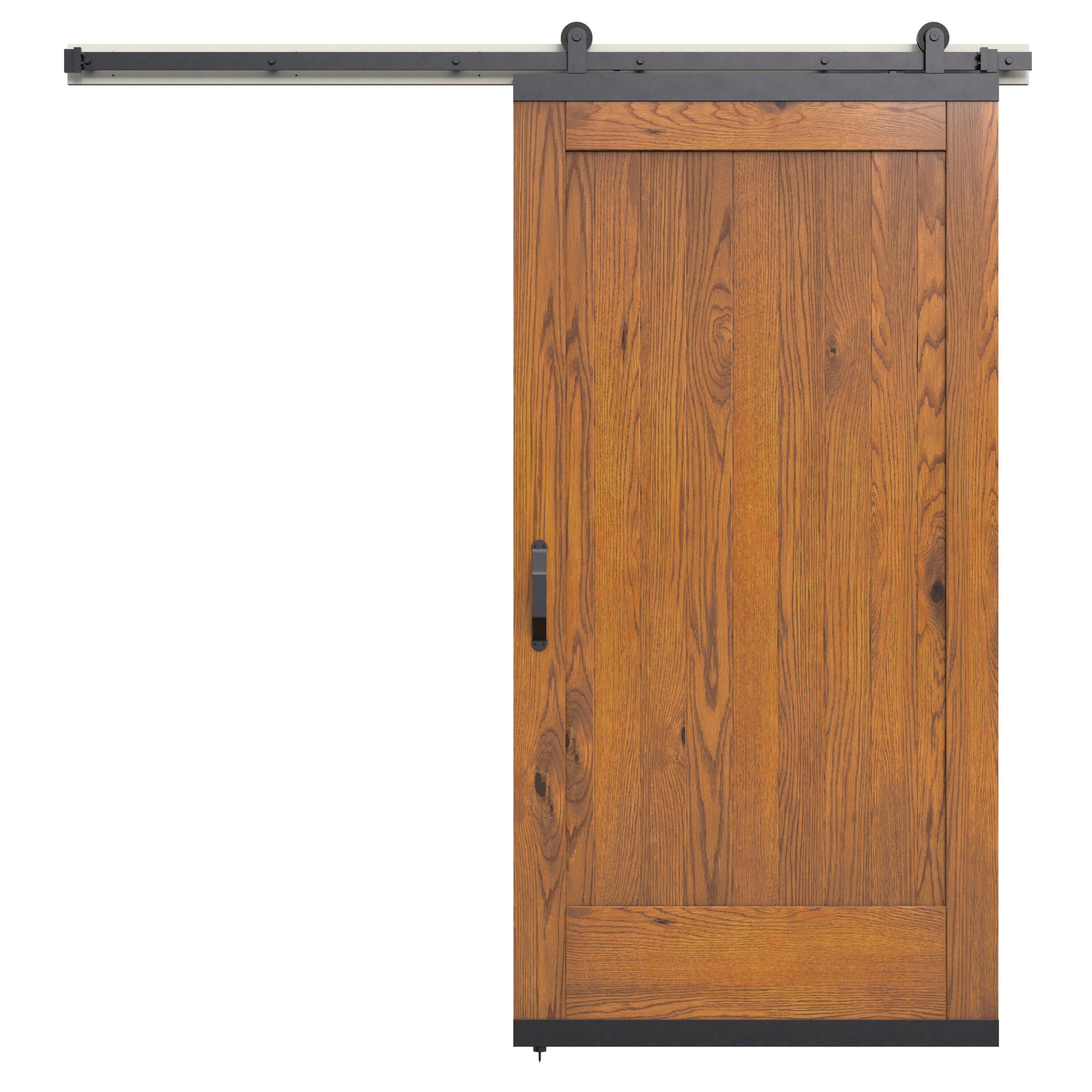 JELD-WEN LOWOLJW248000077 42-in x 80-in Brown Sugar Plank White oak Wood Solid core Single Barn Door (Hardware Included)