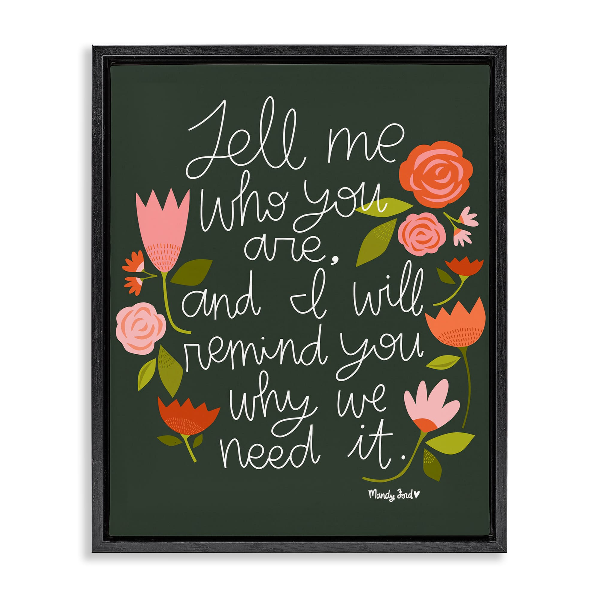 Stupell Industries BS-338-FFB-16X20 Inspiring Quote with Florals Black Framed Floater Canvas Wall Art By Mandy Ford Art + Illustration 17 x 21