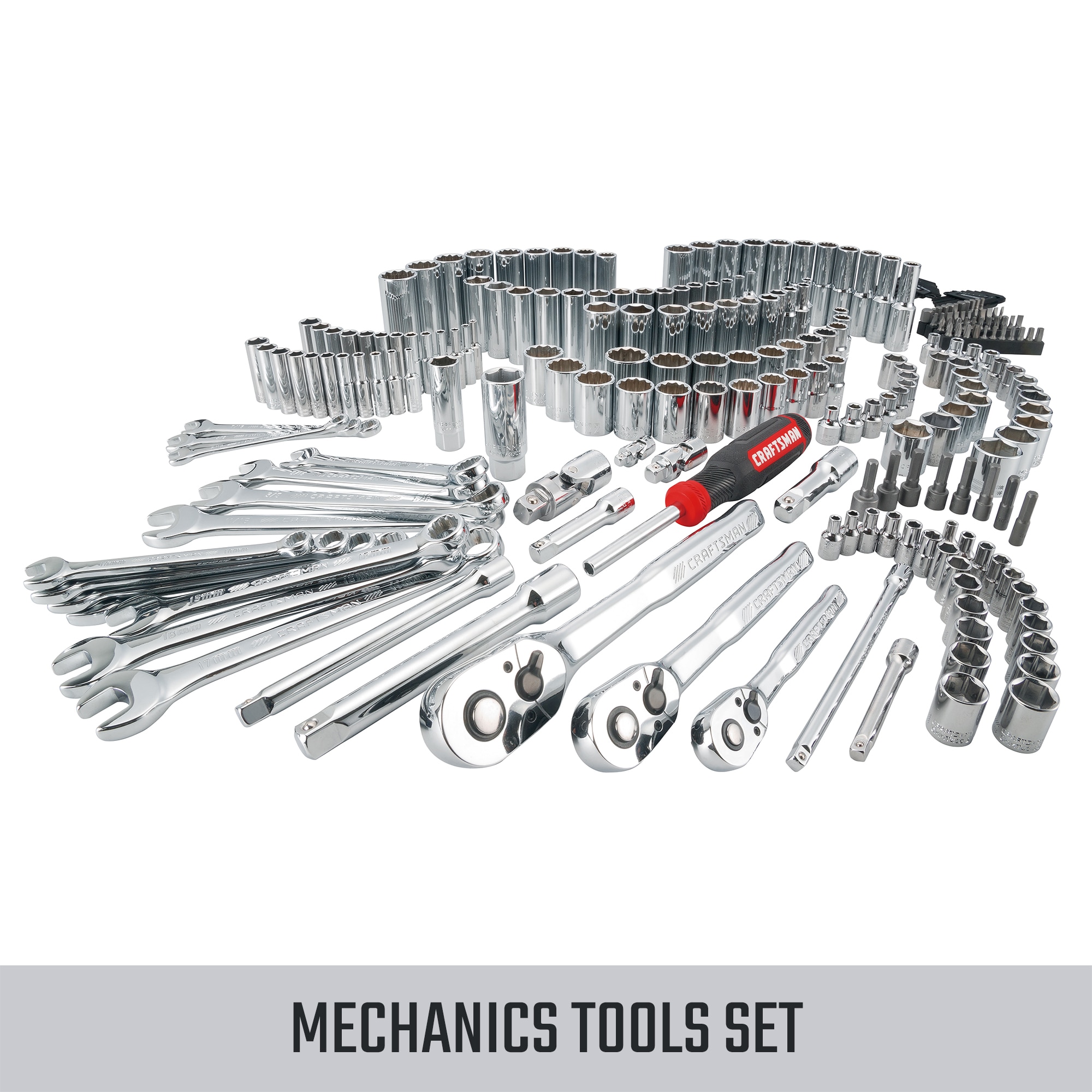 CRAFTSMAN 543-Piece Standard (SAE) and Metric Combination Chrome Mechanics  Tool Set in the Mechanics Tool Sets department at
