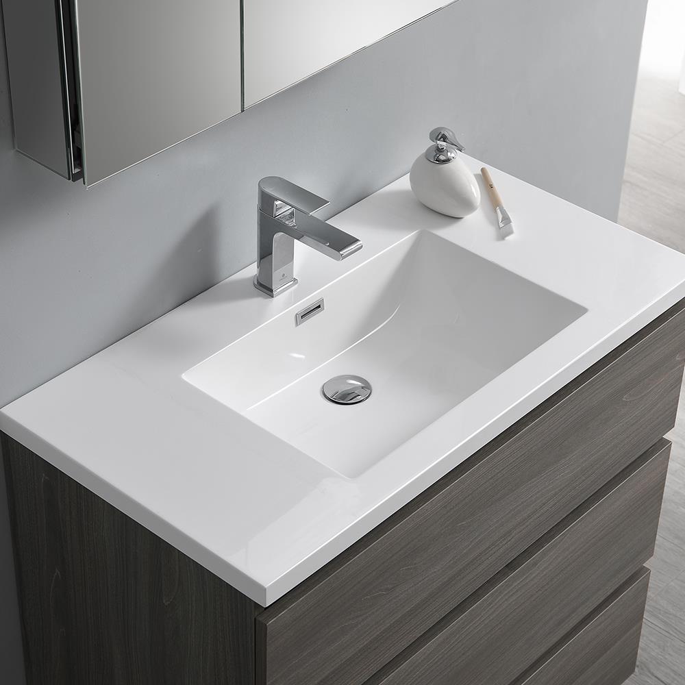 Fresca Lazzaro 36-in Gray Single Sink Bathroom Vanity with White ...