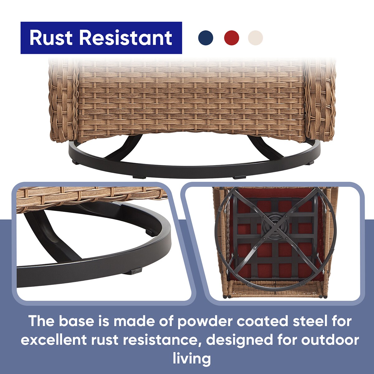 Rilyson Curved handrail Set of 4 Wicker Yellow Wicker Frame Swivel