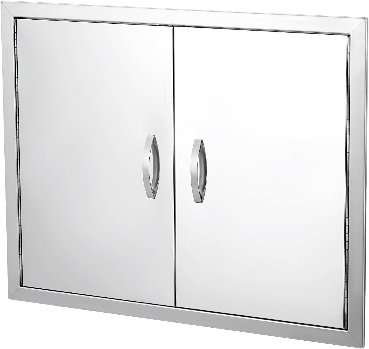 Garvee BBQ Access Door 30 in W x 21 in H Double Outdoor Kitchen Door Weatherproof Built in 304 Stainless Steel with Handle for Outside Commercial BBQ Island Grilling Station Outside Cabinet