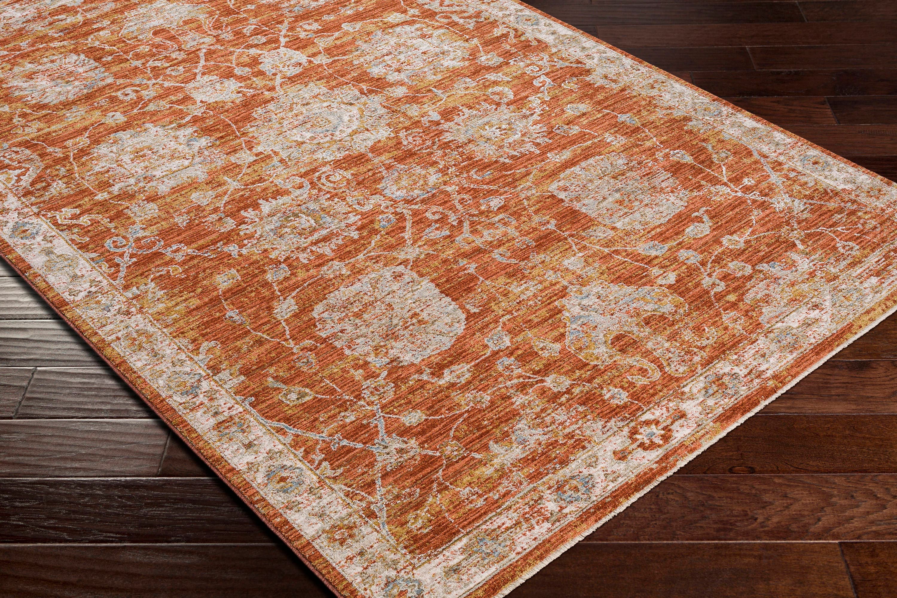 Reversible Easy-Care Cotton-Blend 5' x 7' Red Rug