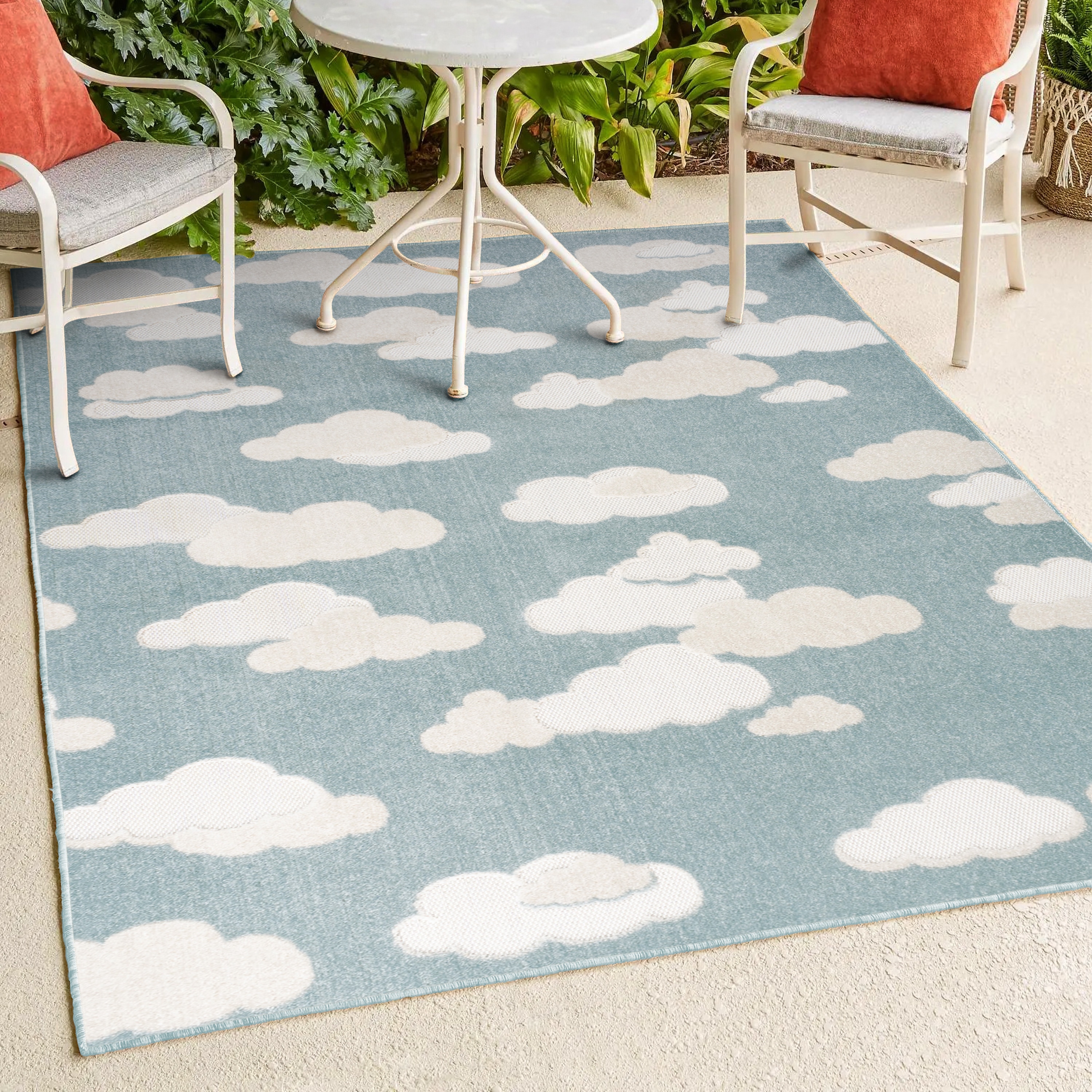 Hedwig Blue and Ivory Cloud Scandi 3x5 Area Rug