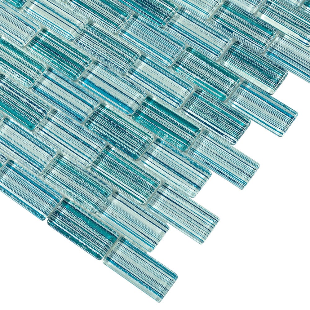 Elida Ceramica Tropics Teal 12-in x 12-in Glossy Glass Brick Wall Tile (10.648-sq. ft/ Carton)