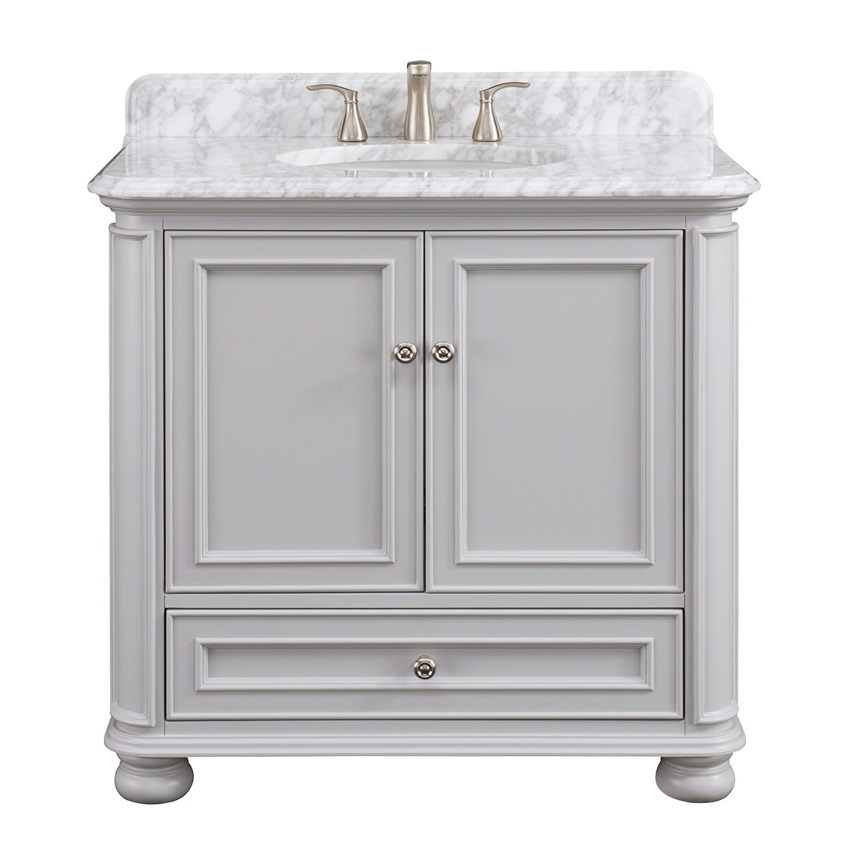 Scott Living Wrightsville 36-in Light Gray Single Sink Bathroom Vanity with Natural Carrara Marble Top