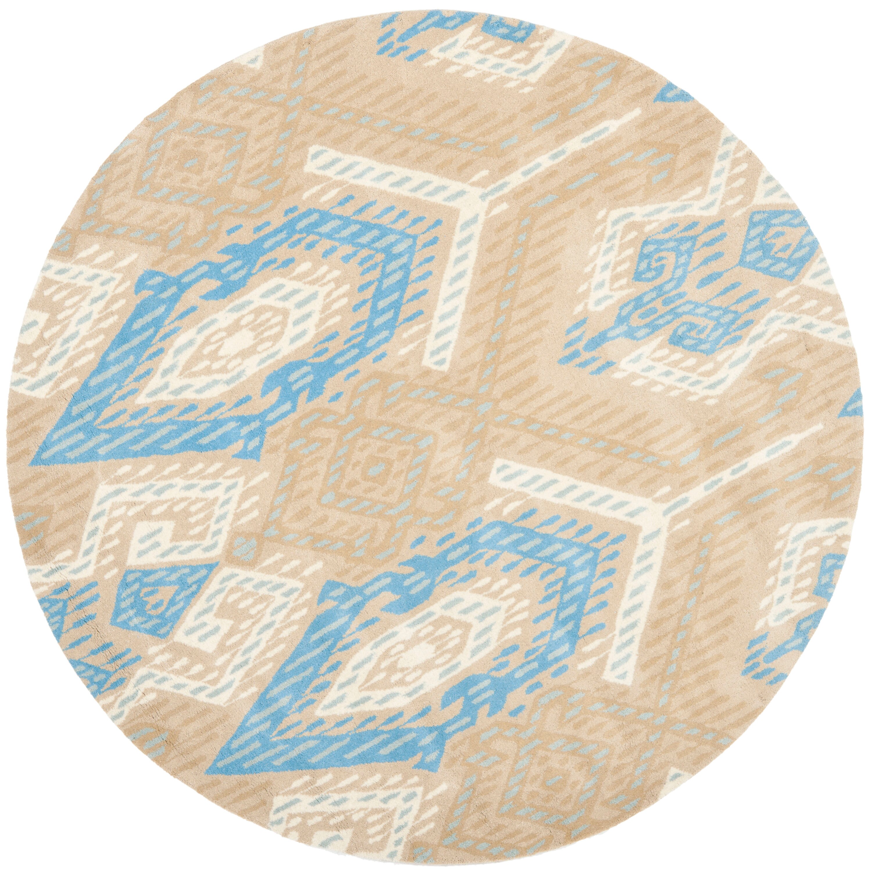 Safavieh WYD373C-7R Wyndham Corby 7 x 7 (ft) Tufted Wool Blue/Ivory Round Indoor Bohemian/Eclectic Area rug