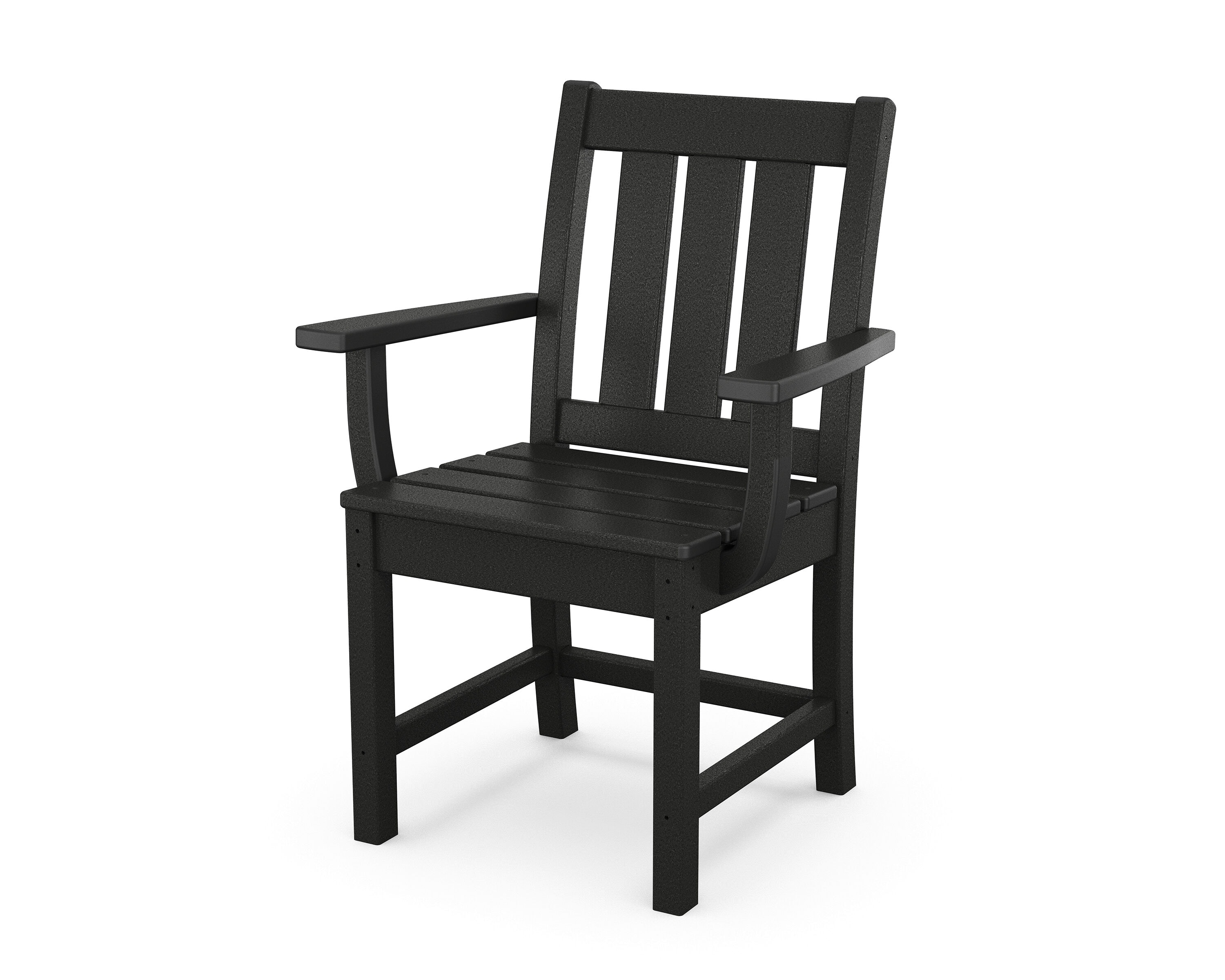POLYWOOD TLD250BL Oxford Black Plastic Frame Stationary Dining Chair with Slat Seat
