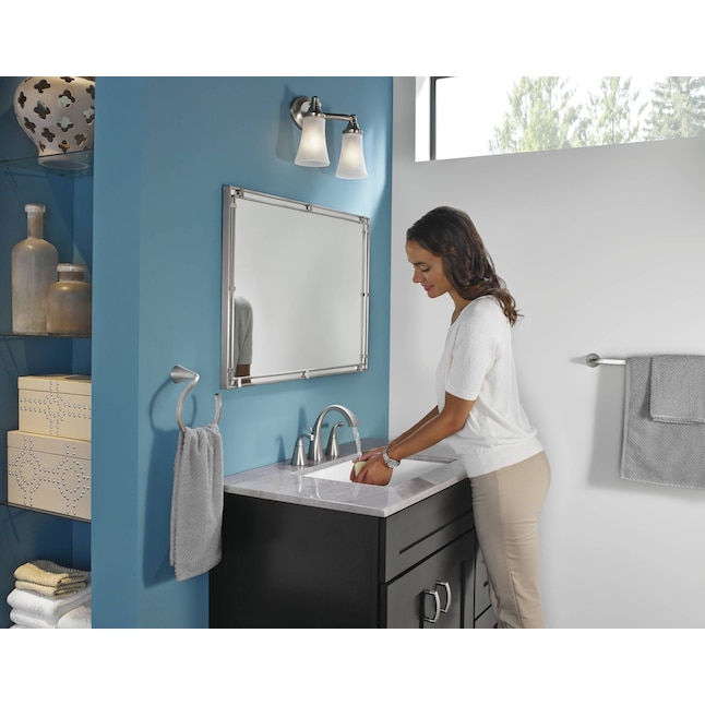 Moen Oxby Spot Resist Brushed Nickel 2 Handle Widespread Watersense Bathroom Sink Faucet With Drain In The Faucets Department At Com Moen Oxby Spot Resist Brushed Nickel 2, Moen Bathroom Lighting Brushed Nickel