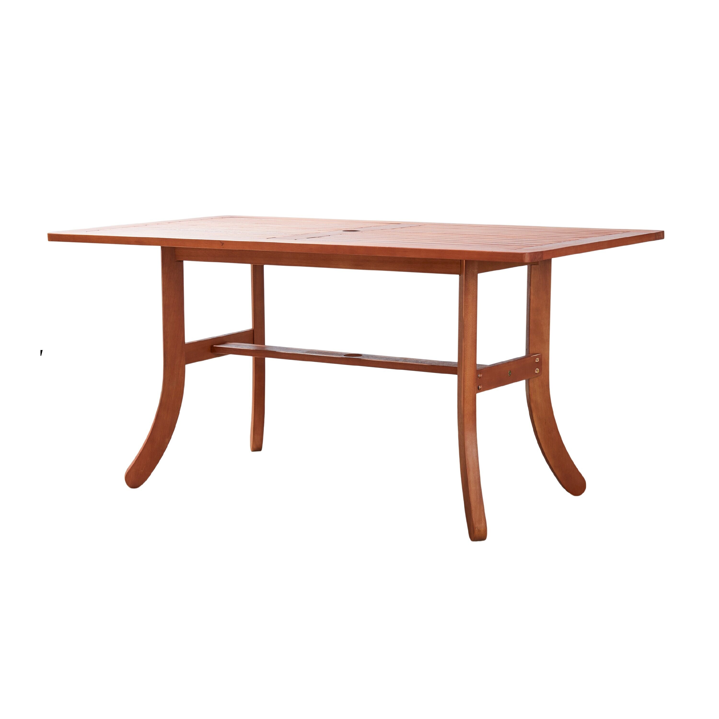 AZEN M0189 Malibu Rectangle Outdoor Dining Table 31-in W x 59-in L with Umbrella Hole