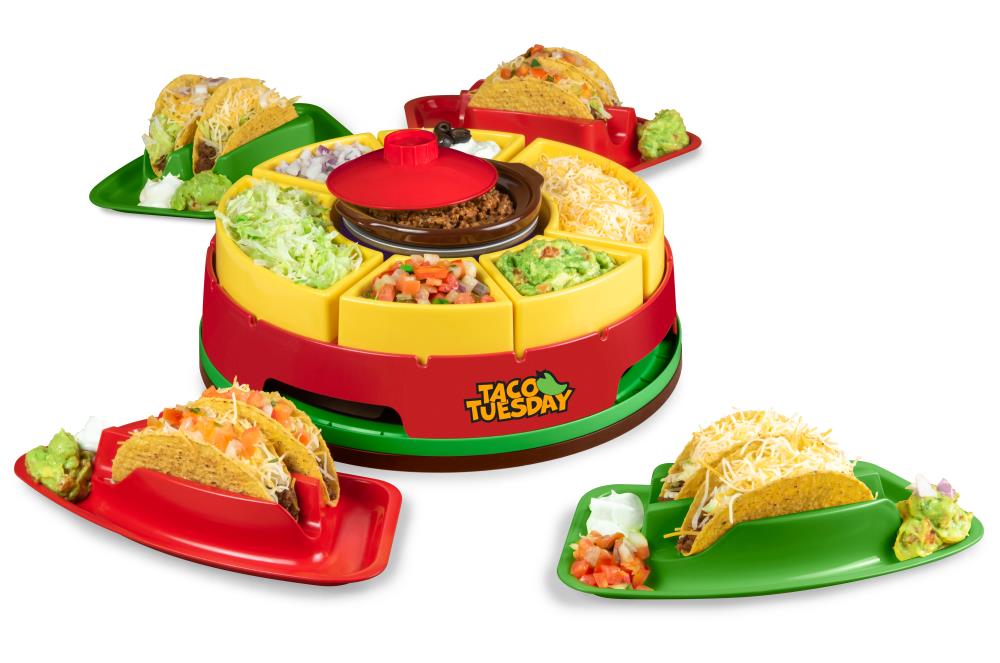 Taco Tuesday 6 Wedge Electric Quesadilla Maker With Extra Stuffing Latch 5  x 9 12 x 11 Red - Office Depot