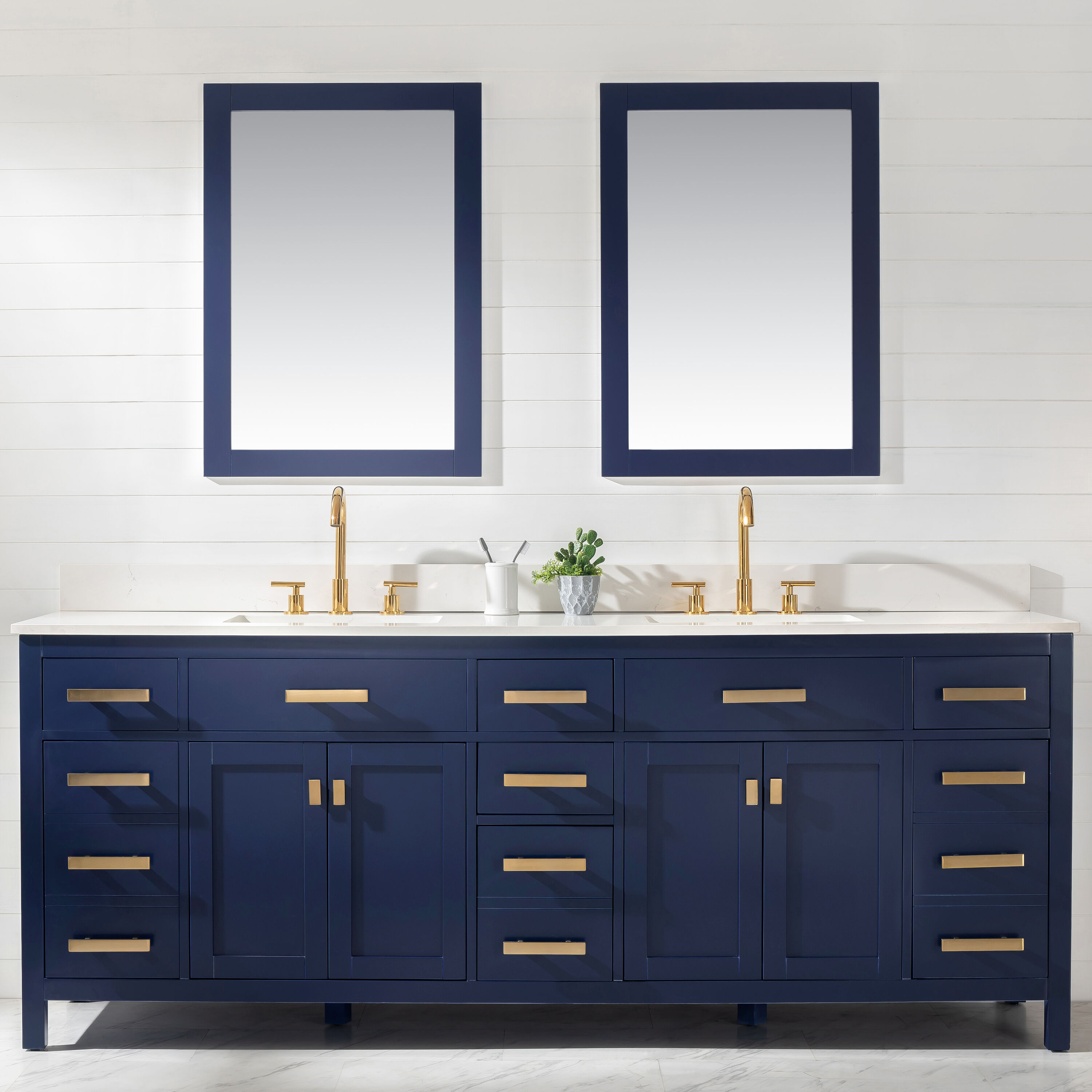 Design Element Valentino 84-in Blue Undermount Double Sink Bathroom ...