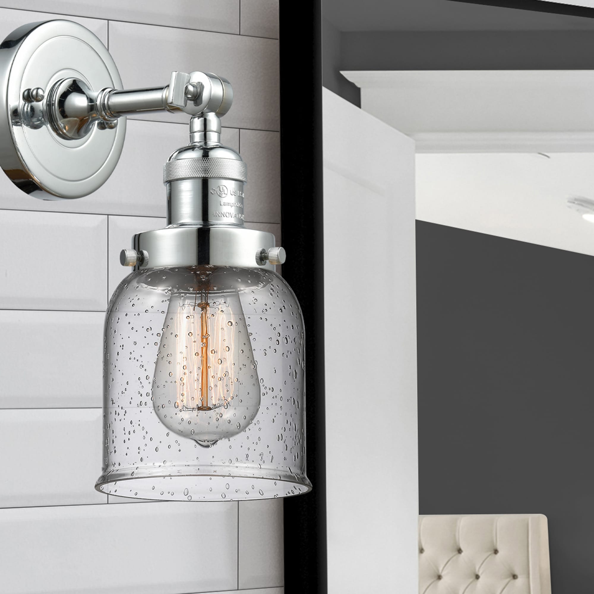 Innovations Lighting 203-PC-G54 Bell 5-in W 1 -Light Polished Chrome Industrial Wall Sconce