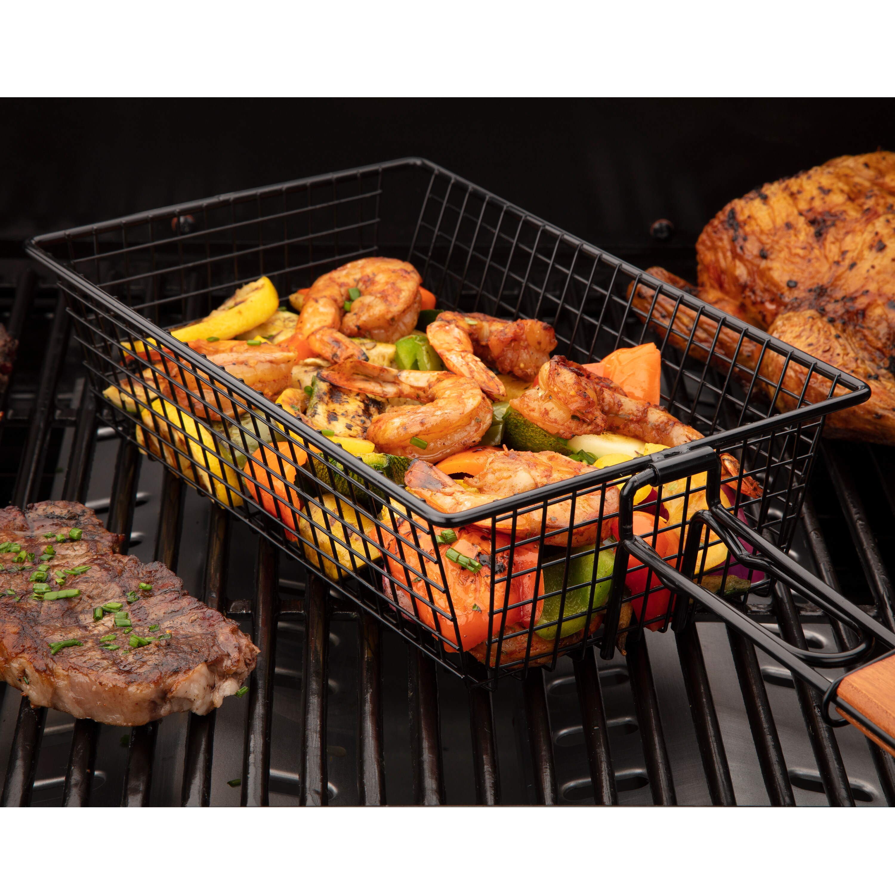 Stainless Steel BBQ Grill Accessories - Vegetable Grill Basket - Non-Stick  Coating - Easy to Use Rotisserie for Outdoor Barbecues & Campfires 