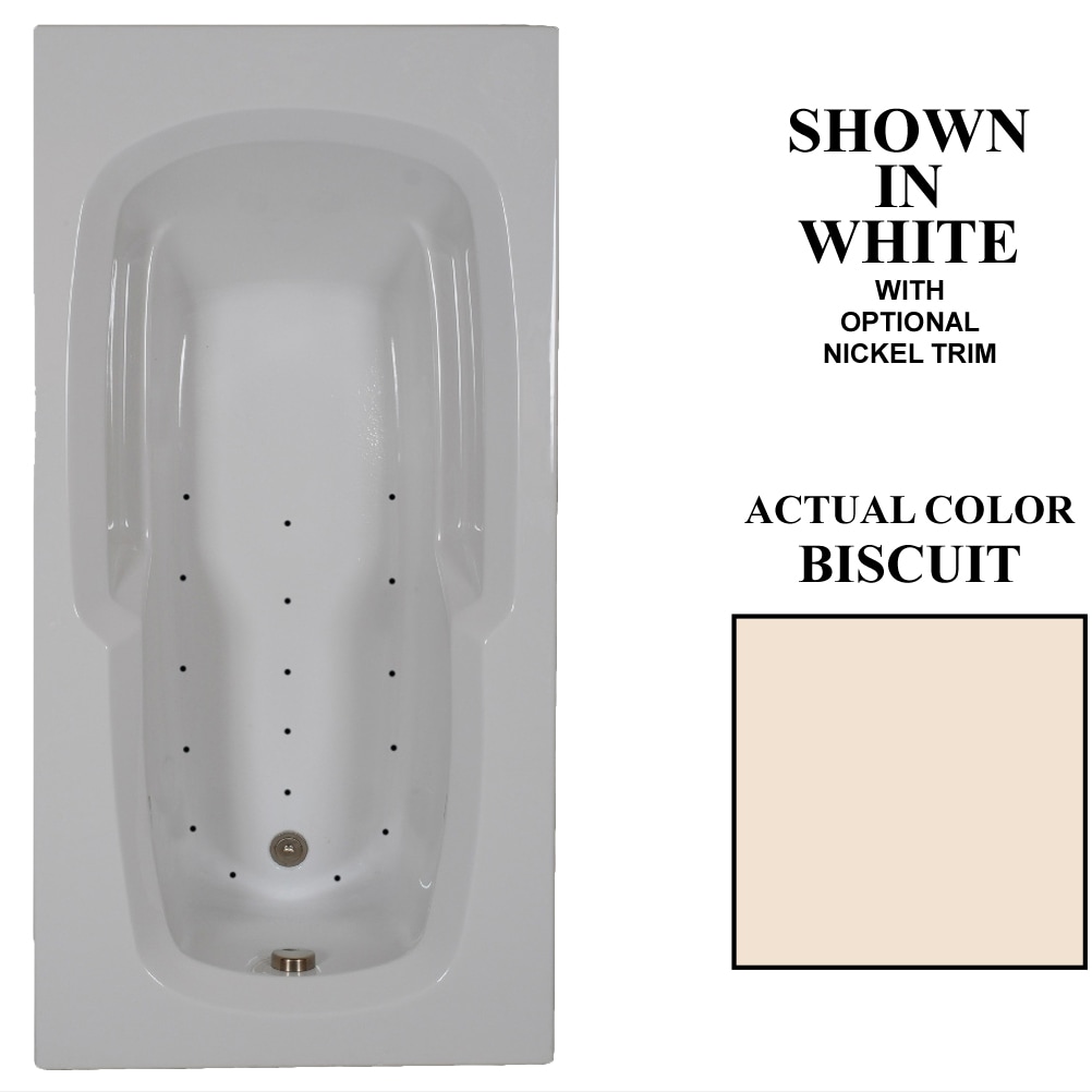 Hydra Massage Baths A7236HMBIS Designer 36-in x 72-in Biscuit Acrylic Drop-In Air Bath (Reversible Drain)
