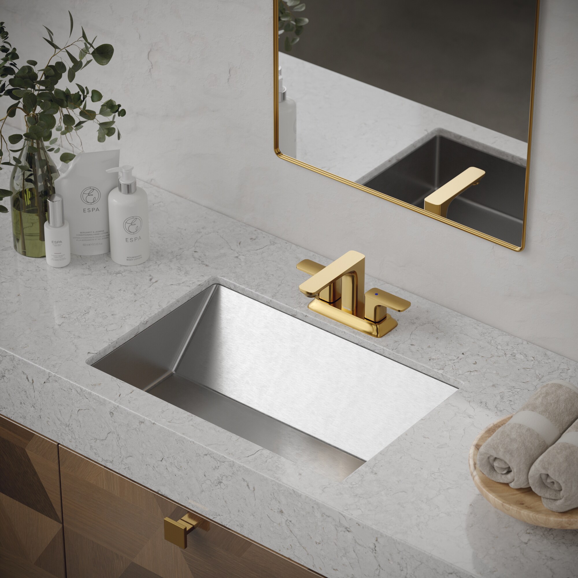 Karran CCU400SS Stainless steel Undermount Rectangular Traditional Stainless Steel Bathroom Sink with Drain Included ( 23.625-in x 15.75-in )