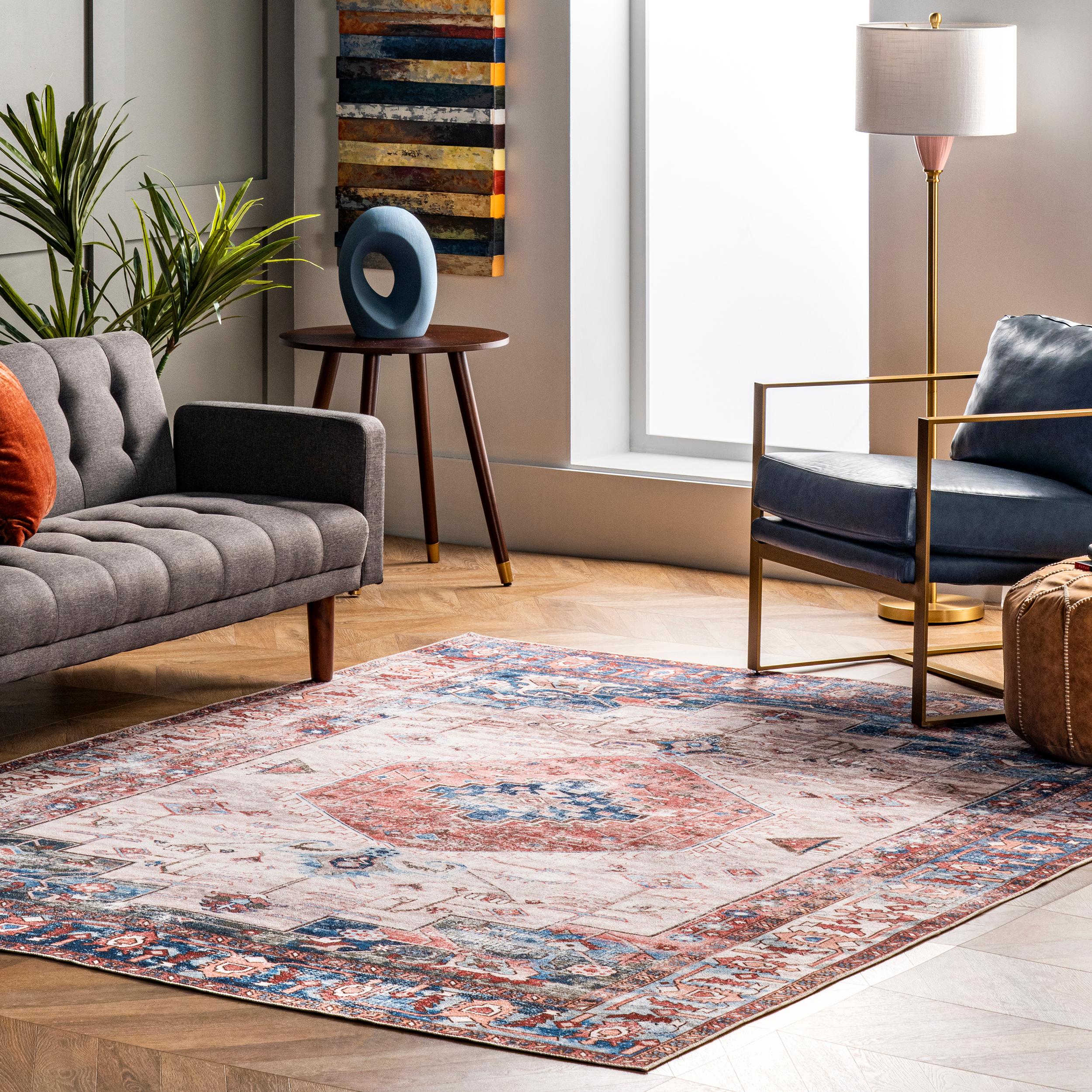 Eliza Multi-Color Traditional Medallion Washable Area Rug