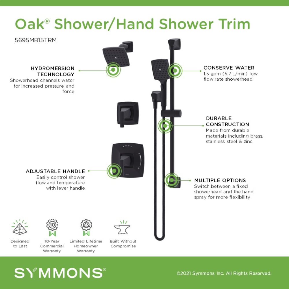 Symmons 5695MB15TRM Showerhead-Bar-Panels - View #3
