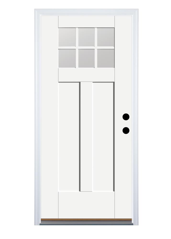 Therma-Tru BMTT626364 Shaker Entry Door 36-in x 80-in x 4-9/16-in Fiberglass Craftsman Left-hand inswing Ready to paint Unfinished Prehung Front Door with Brickmould Insulating core