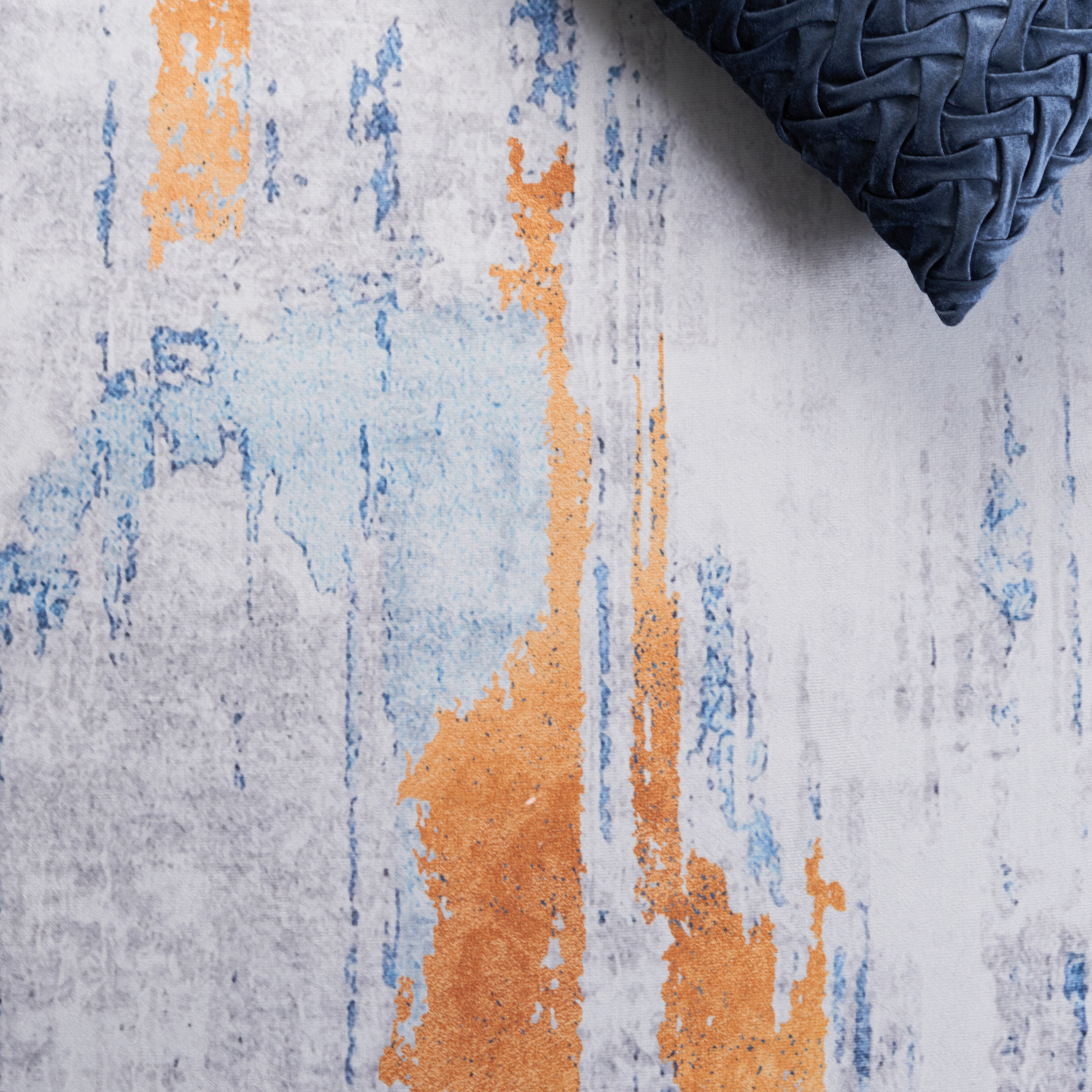 Gray and Blue Abstract Synthetic 4' x 6' Area Rug