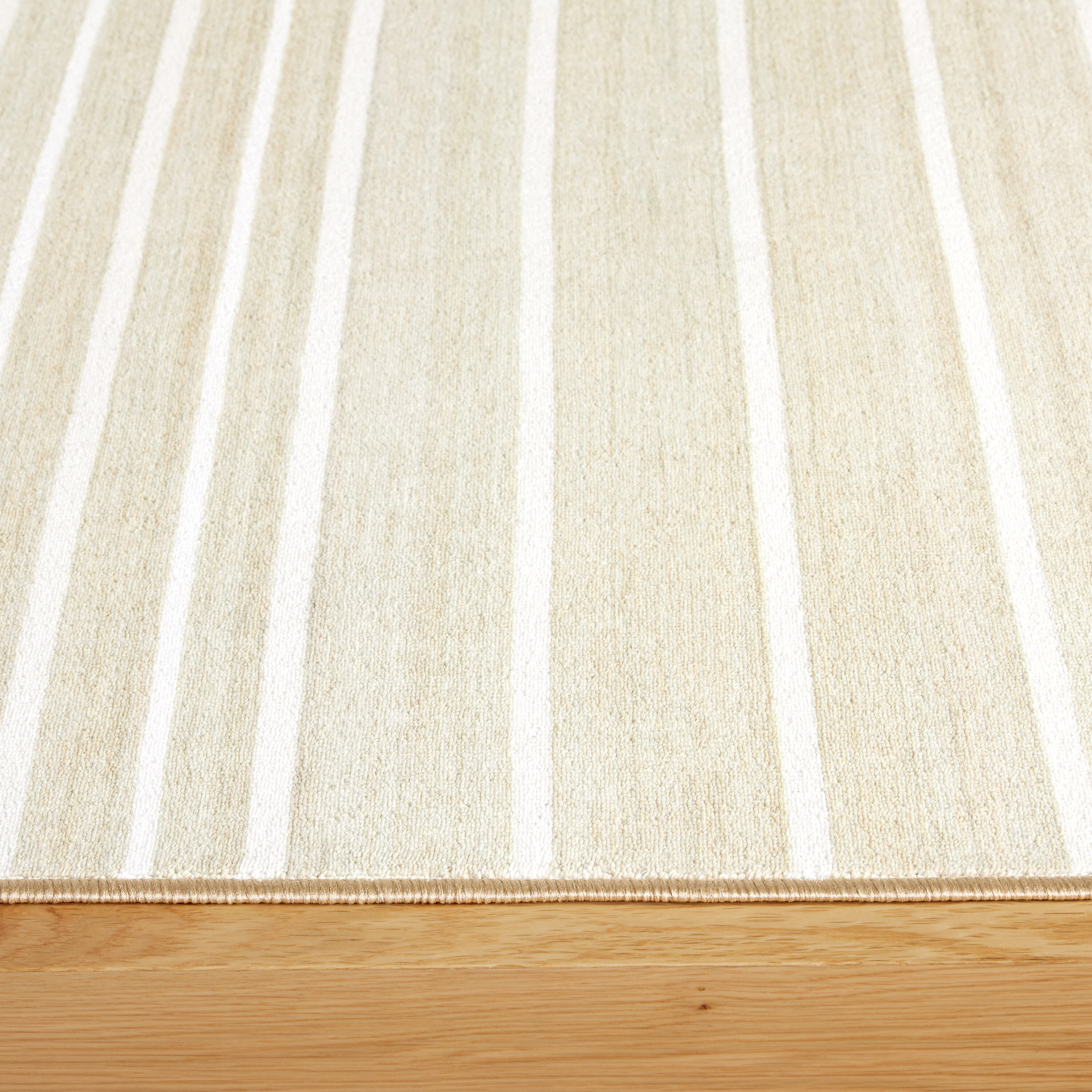 Layne Cream and Beige Tufted Washable Stripe Area Rug