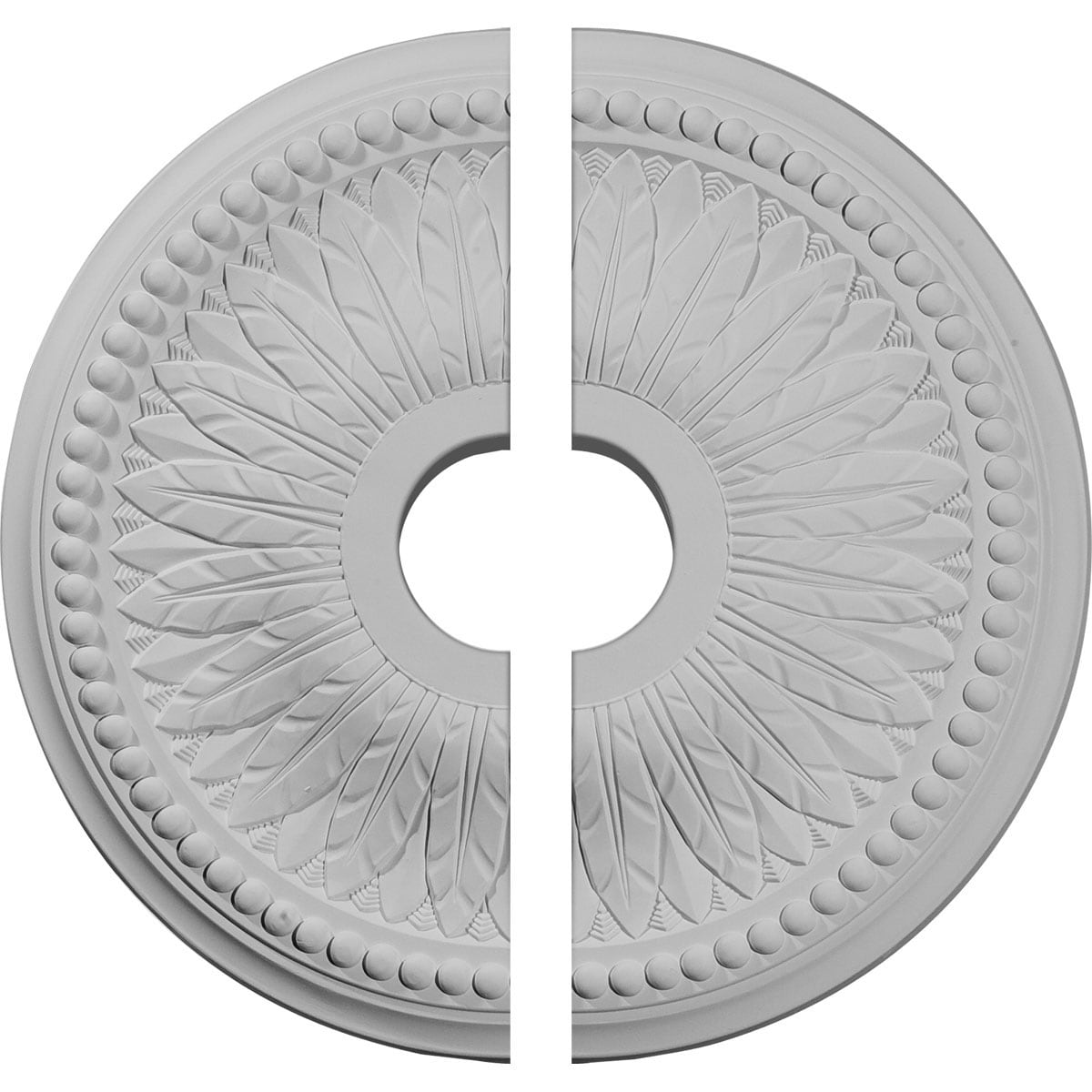 Ekena Millwork CM18BI2 Bailey 18.0-Inches W x 18.0-Inches L Architectural White Polyurethane Split Ceiling Medallion