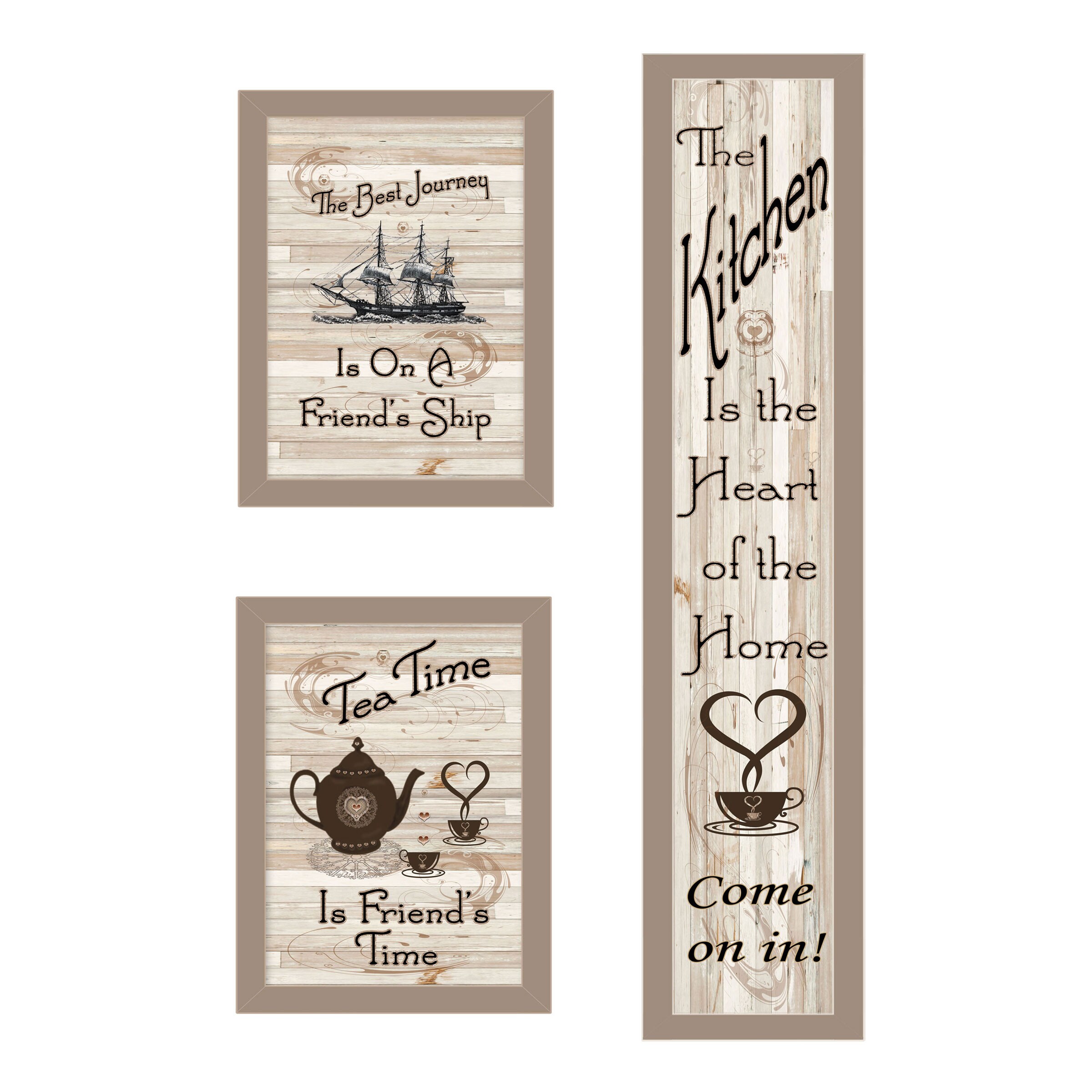 Trendy Decor 4U V425-779SG The Kitchen Collection Ii Millwork Engineering Brown Wood Framed 32-in H x 10-in W Vintage/Retro Paper Print