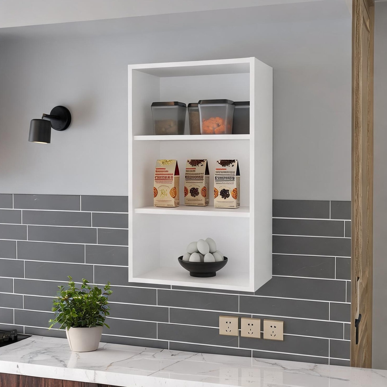 Watnature Wall-Mounted Storage Cabinet with 3 Shelves 36-Inch Classic ...