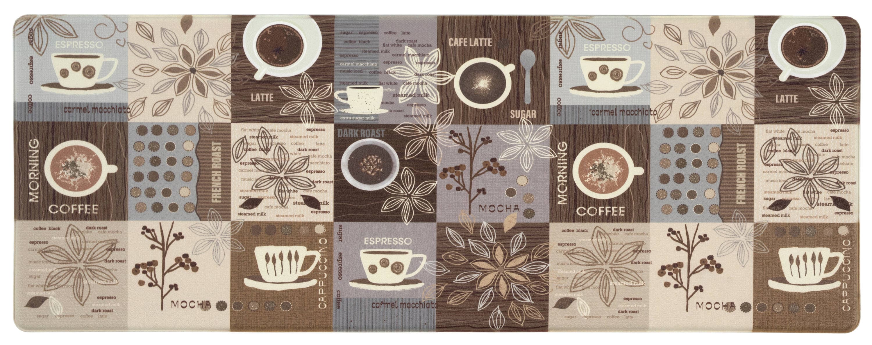 Brown Coffee Themed Anti-Fatigue Kitchen Mat 18" x 47"
