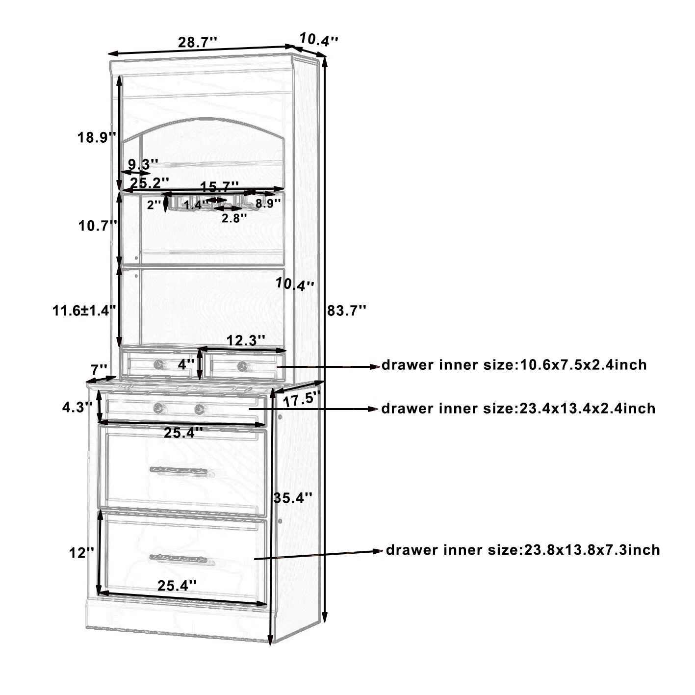 LUXEYARD Modern 28.7x17.5x83.7 Inch High Kitchen Pantry Freestanding ...
