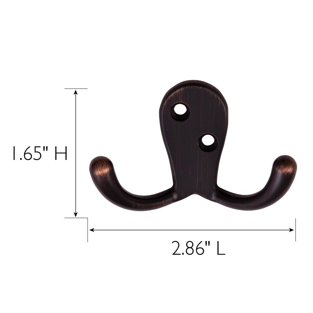 Design House 10-Pack 2-Hook 0.65-in x 1.65-in H Oil Rubbed Bronze